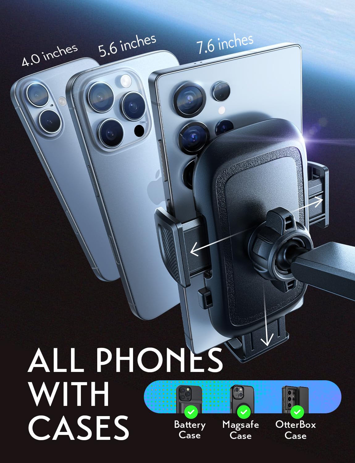 LISEN Electric Retractable Car Phone Mount, iPhone Vacuum Electric Suction Cup Phone Mount, Suction Cup Magnetic Phone Holder, only for Mirror, for iPhone 17 Pro Max Plus 16 15 ~ X, Samsung Galaxy S25