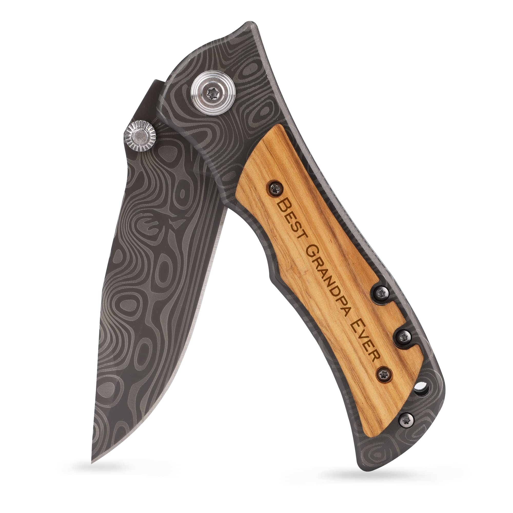 ZENNLAB Moblade Engraved Pocket Knife for Grandpa, Birthday, Christmas Gift for Grandpa from Grandson, Gift from Granddaughter to Grandpa, Best Grandpa Ever