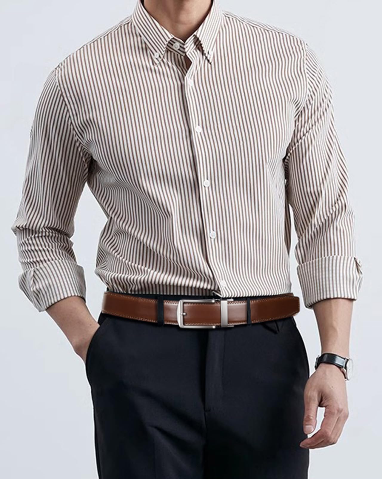 BOSTANTEN Mens Belt Leather Ratchet 1 3/8'' Belt For Men Gift Dress and Casual with Adjustable Buckle, Trim to Fit