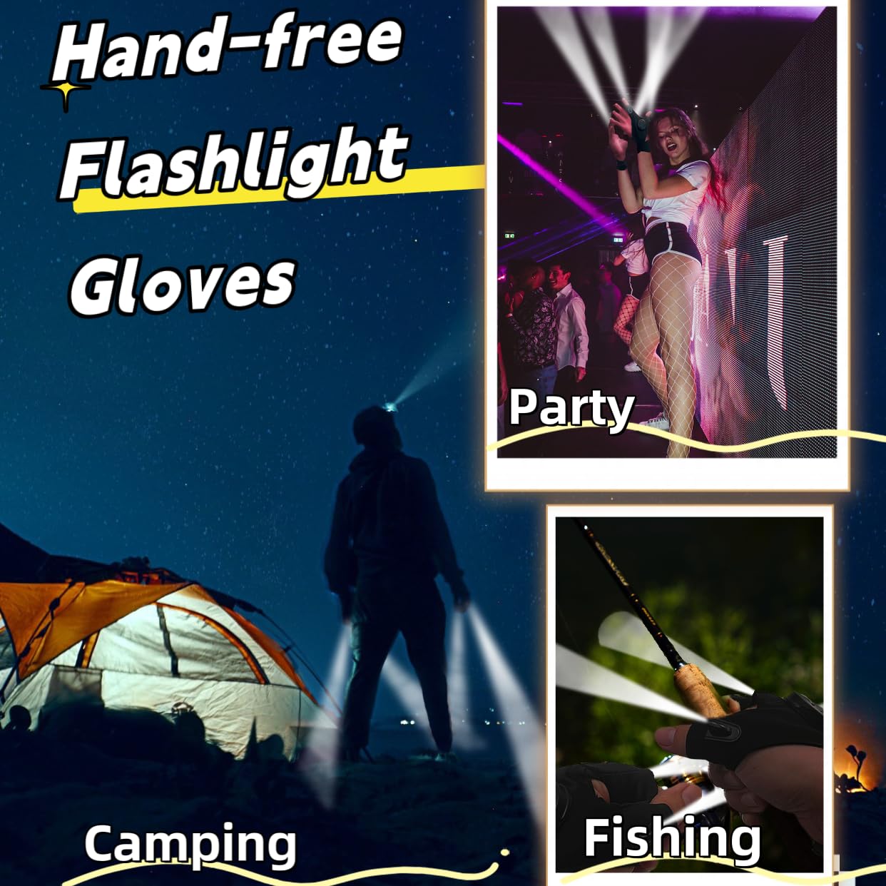 HikooLSS LED Flashlight Gloves for Men Valentine Day Gift Unique Cool Gadget Gifts Father’s Day/Birthday Gifts for Dad Practical Tool (No Need Tool Replace Battery)