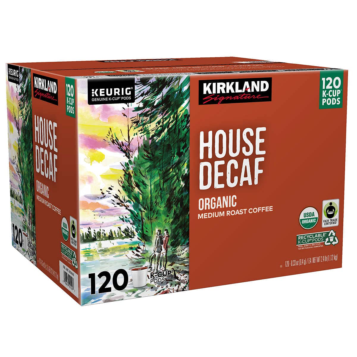 Kirkland Signature Organic House Decaf Coffee K-Cups, 120 Count, 120 Count (Pack of 1)