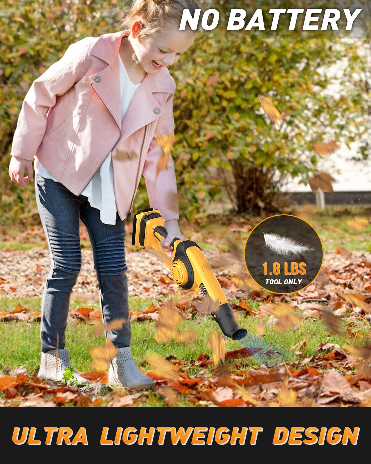 HEINPRO Mini Cordless Leaf Blower Up to 200MPH Compatible with Dewalt 20V Max Battery(No Battery) Electric Leaf Blower Cordless 3 Speeds Mode Battery Powered Leaf Blowers for Workbench, Patio
