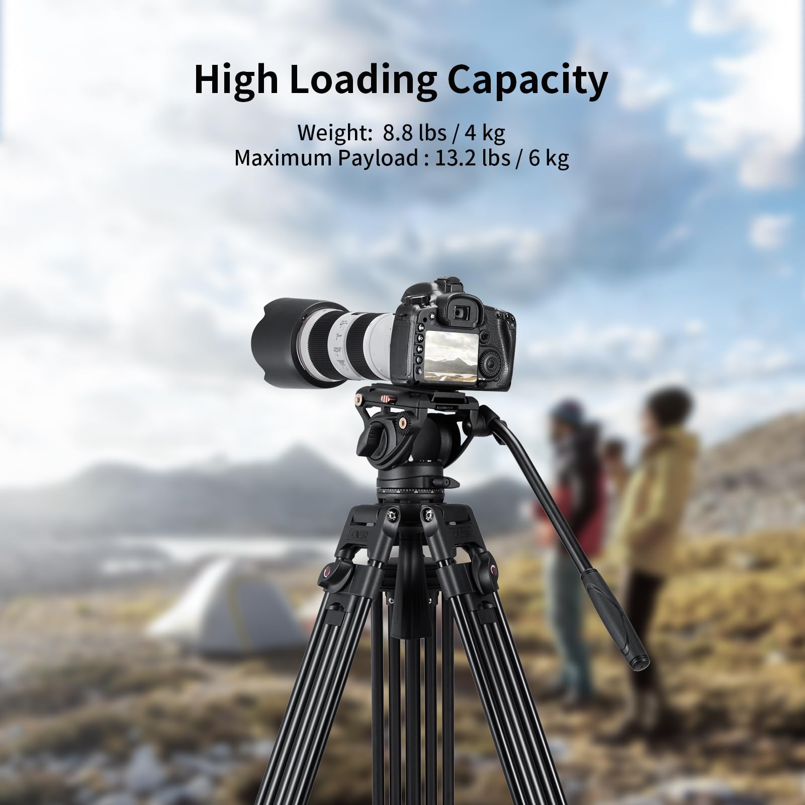 Video Tripod System, Cayer BV30L 72 inch- Professional Heavy Duty Aluminum Twin Tube Tripod, K3 Fluid Head, Mid-Level Spreader, Max Loading 13.2 LB, DSLR Camcorder, Plus 1 Bonus Quick Release Plate