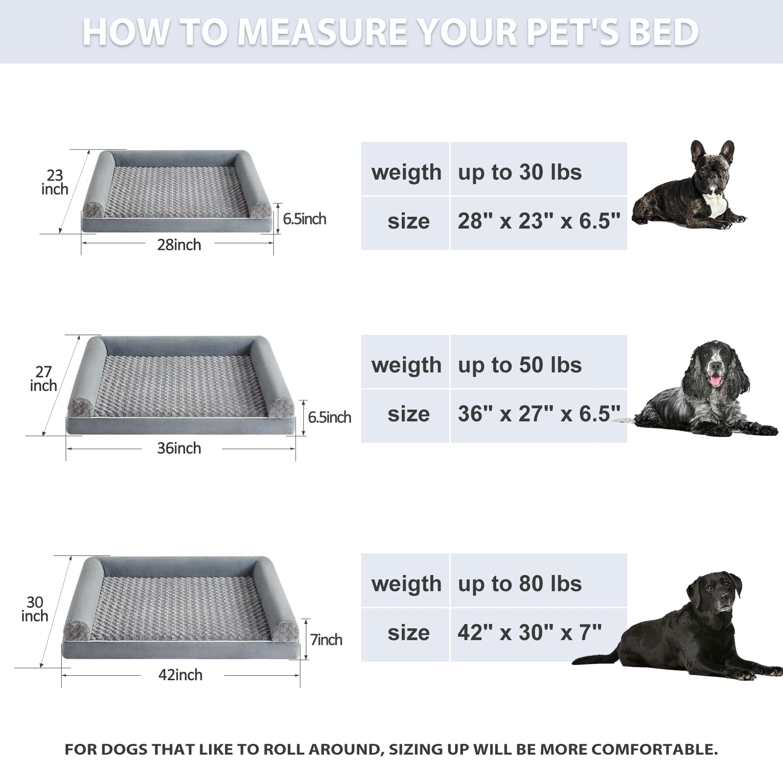 BFPETHOME Dog Beds for Large Dogs, Orthopedic Dog Bed for Medium Large Dogs,Big Waterproof Couch Dog Pet Bed with Removable Washable Cover