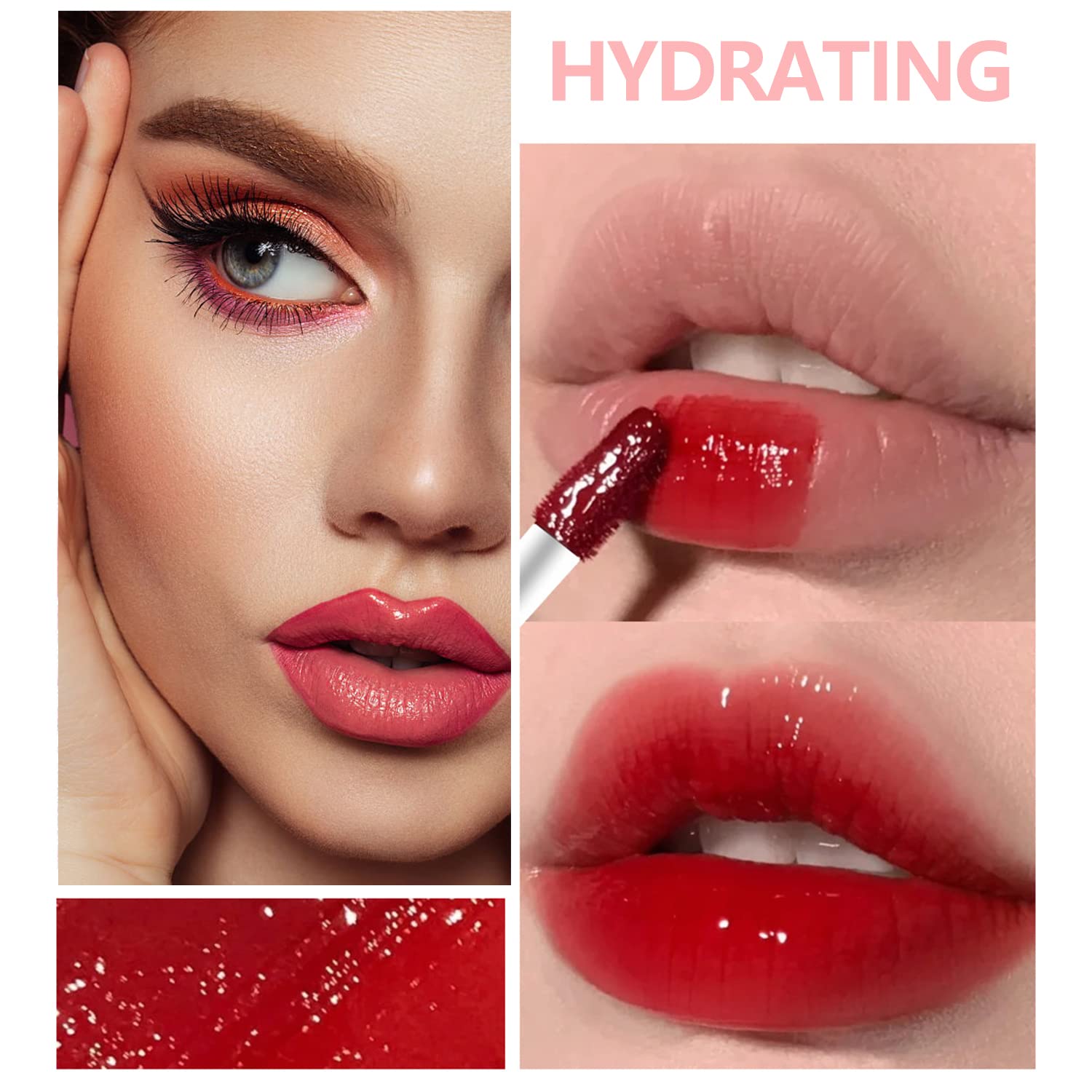 Eakroo 6 Colors Lip Tint Stain Mini Liquid Lipstick, Korean Lip Gloss Moisturizing Natural, Multi-Use Lip and Cheek Tint, Non-Stick Cup, Lightweight, High Pigment, Long-Lasting, Vivid Color