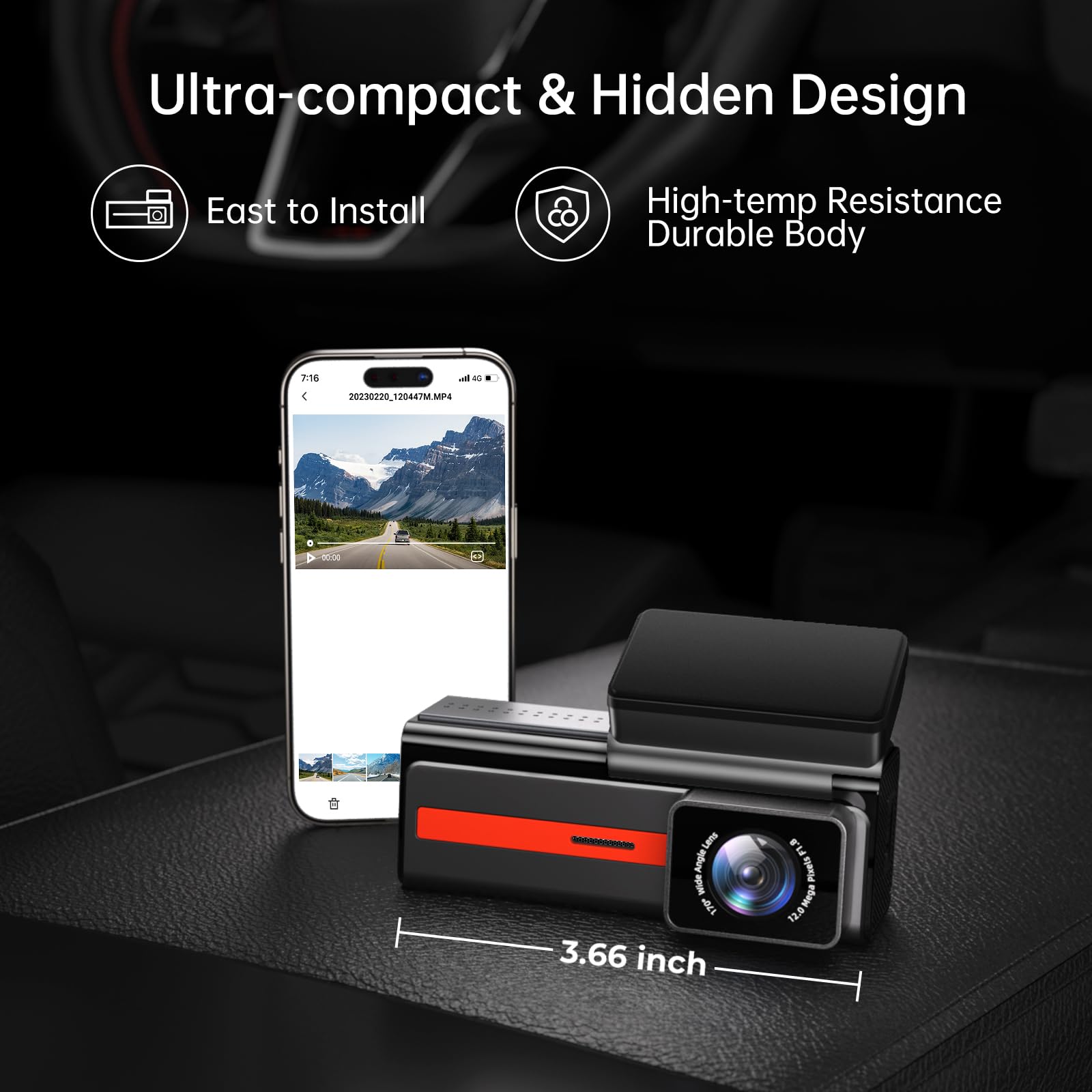 Dash Cam Front and Rear, 4k+1080P Dual Dash Camera for Cars, Veement S80 WiFi Mini Dashcam with App,1.47” Display Car Camera, Night Vision,24H Parking Mode, G-Sensor, Loop Recording, Support Max 256GB