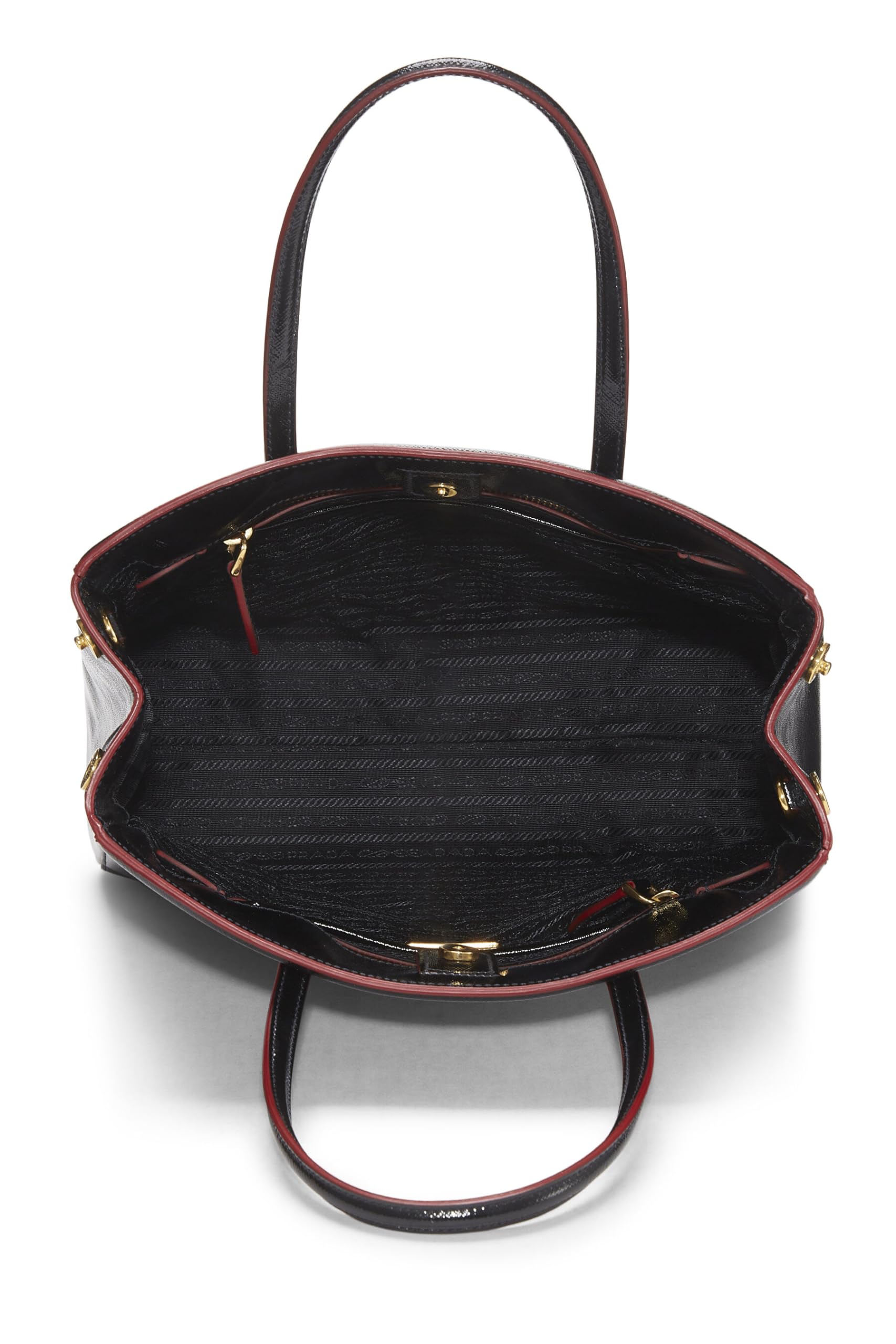 Prada, Pre-Loved Black Saffiano Vernice Convertible Parabole, Black