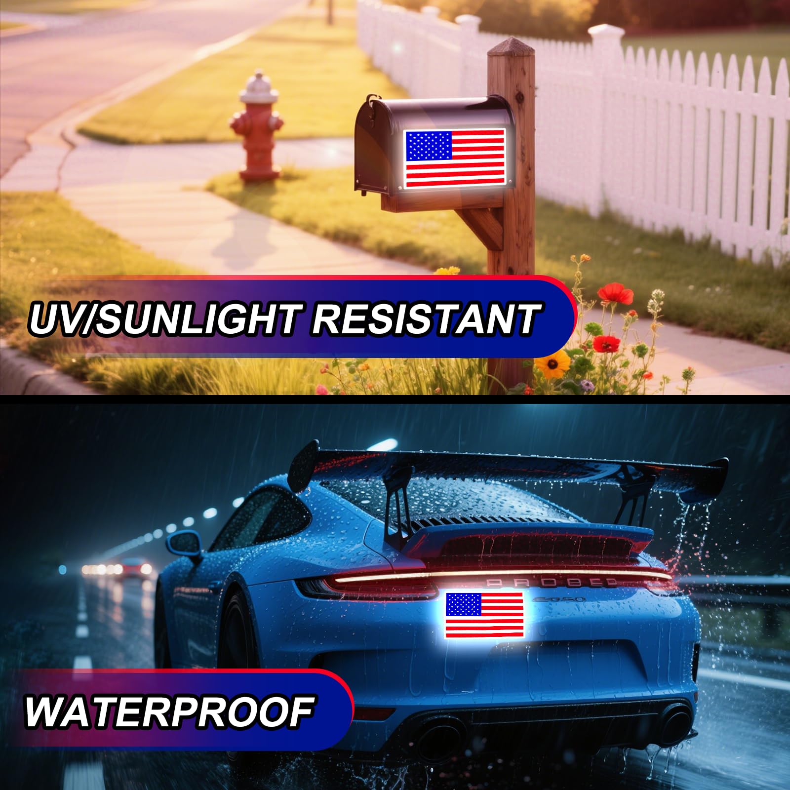 PHIXBEAR American Flag Stickers, Made of 3M DG3, Decals Reflective at Night, Sunscreen Non-Fading, for Cars, Motorcycles, and Mailboxes, Show Your Patriotism and Sense of Justice, 5x3 in (3 Pieces)