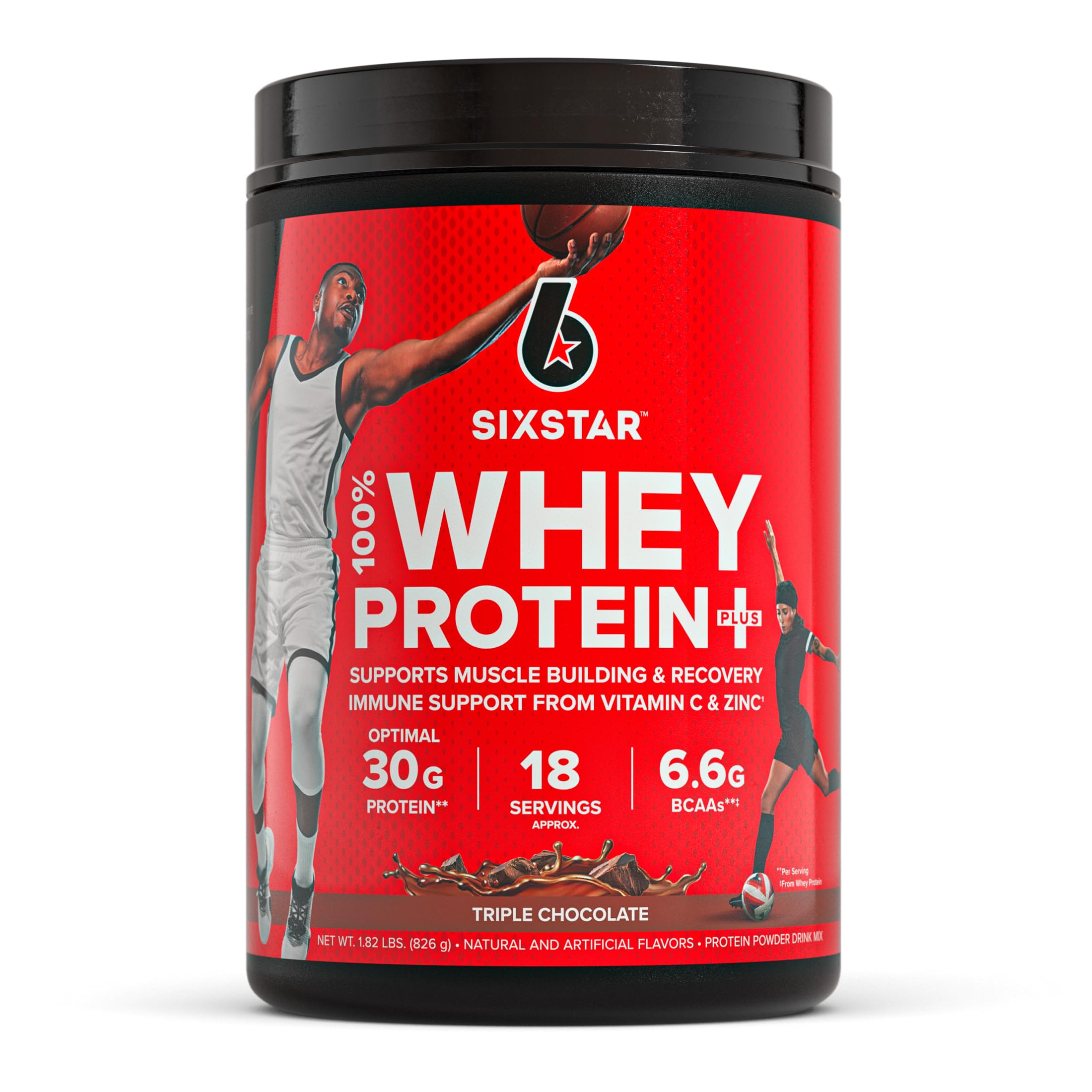 Whey Protein Powder | Six Star Whey Protein Plus | Whey Protein Isolate & Peptides | Lean Protein Powder for Muscle Gain | Muscle Builder for Men & Women | Triple Chocolate, 1.82 lbs (826 g)