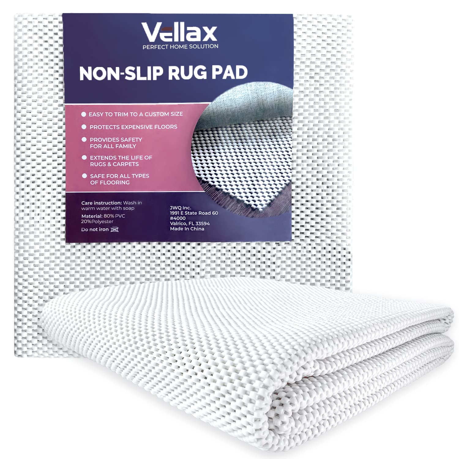 Non-Slip Rug Pad Gripper - 2 x 8 Ft Anti Skid Carpet Mat, Provides Protection for Hardwood Floors and Hard Surfaces, Extra Strong Grip and Thick Padding for Safe and in Place Your Area Rugs & Runners