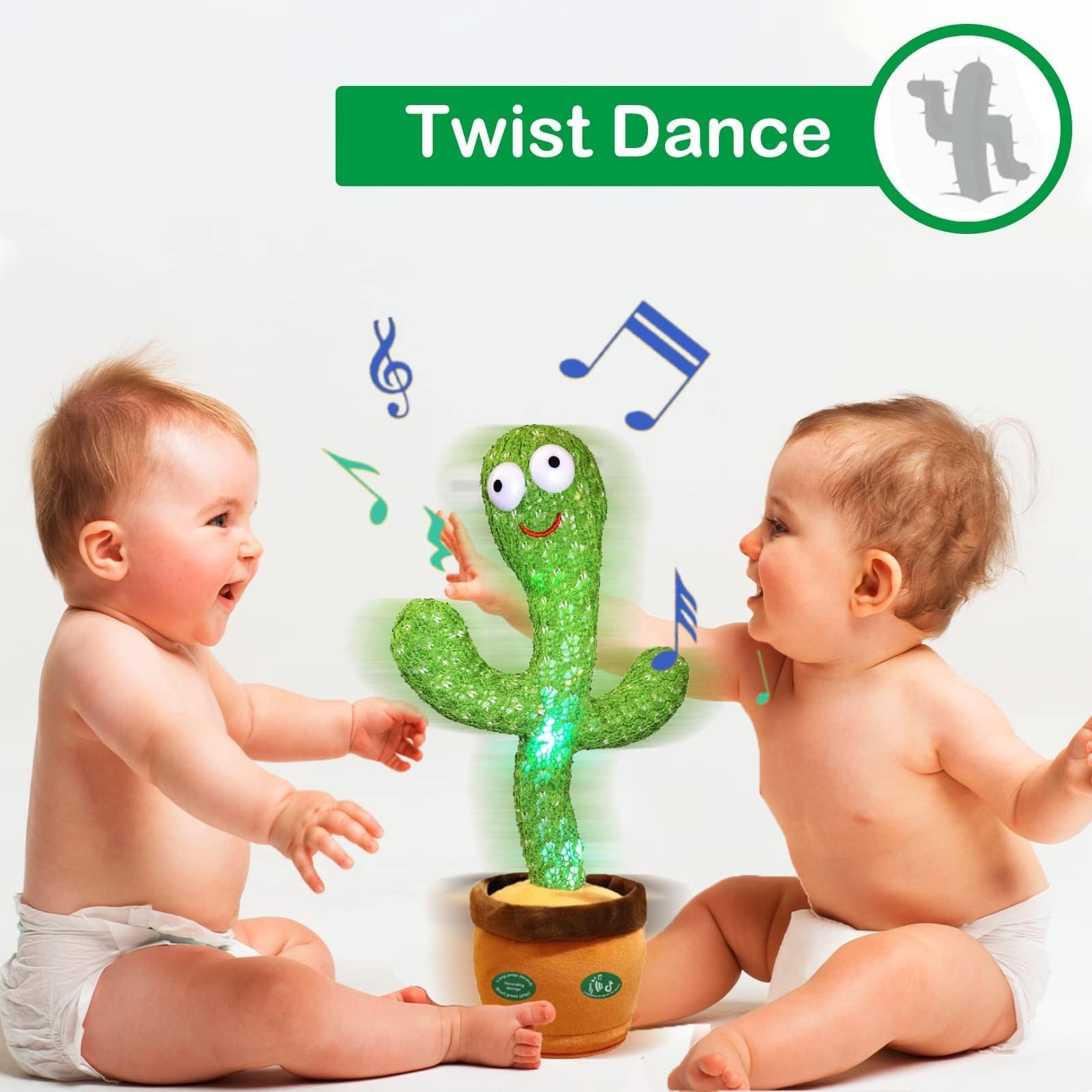 Pbooo Dancing Talking Cactus Mimicking Toy,Talking Repeat Singing Sunny Cactus Toy 120 Pcs Songs for Baby 15S Record Your Sound Sing+Dancing+Recording+LED