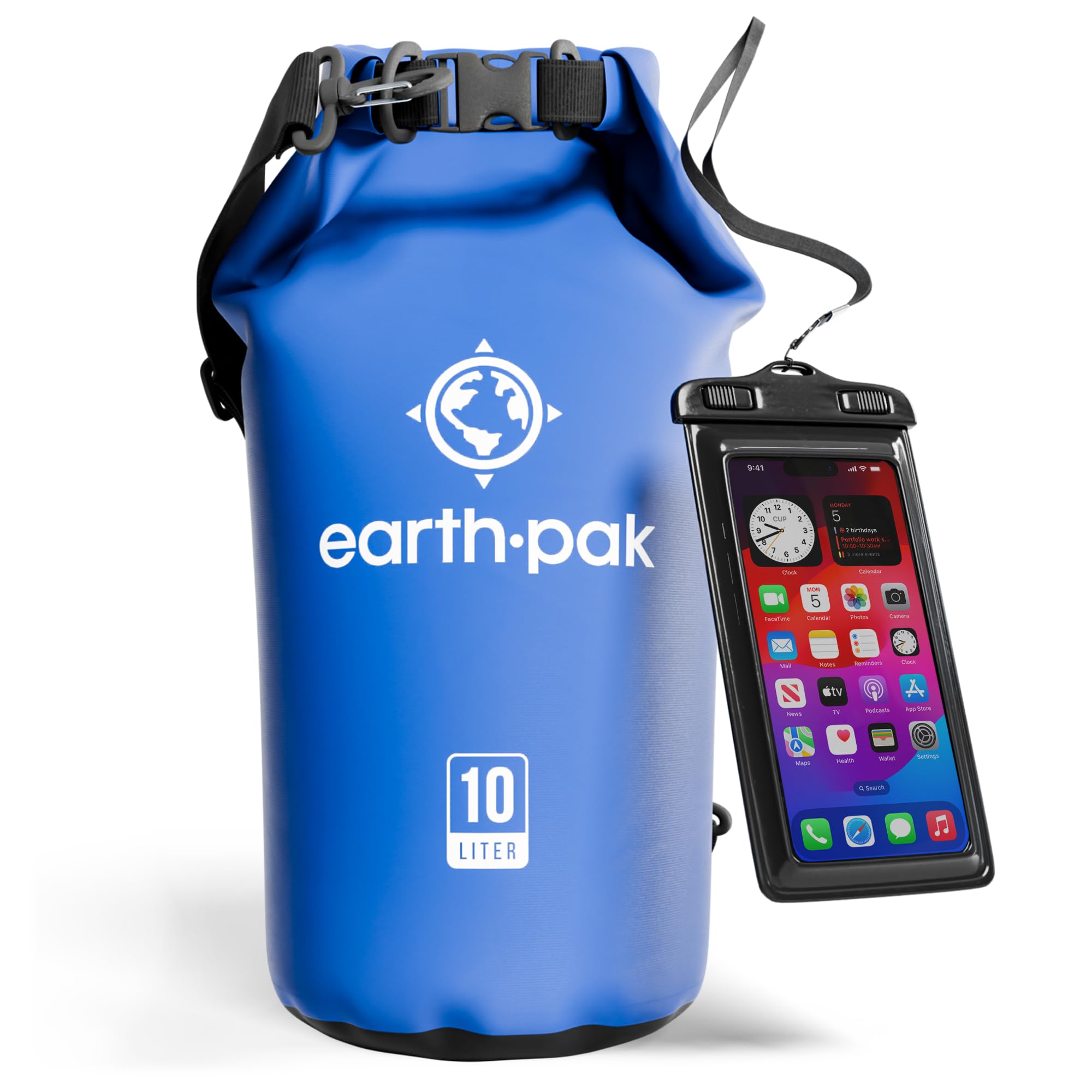 Earth Pak Waterproof Dry Bag - Roll Top Waterproof Backpack Sack Keeps Gear Dry for Kayak with Waterproof Phone Case