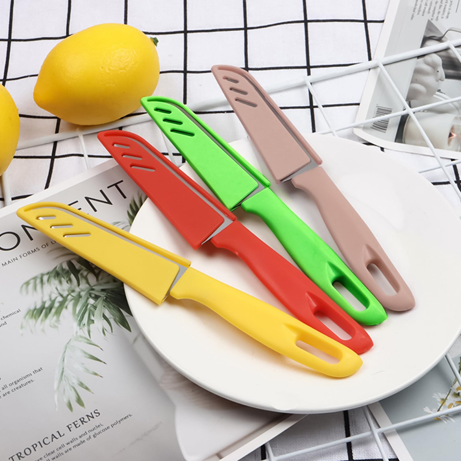 Kocpudu Paring Knife, Sharp And Durable Fruit Knife With Protective Cover, Comes With 6 Piece Peeler Set,Suitable For Most Types Of Vegetables, Fruits And Meat,9 Pieces (12)