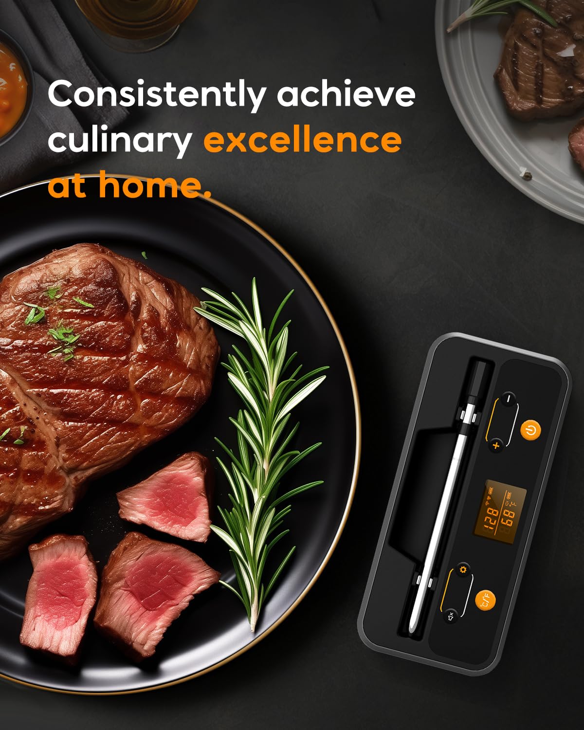 Meat Thermometer Digital Wireless - Wireless Meat Thermometer for Grilling and Smoking - Smart Bluetooth Meat Thermometer for Grill, Oven, Smoker