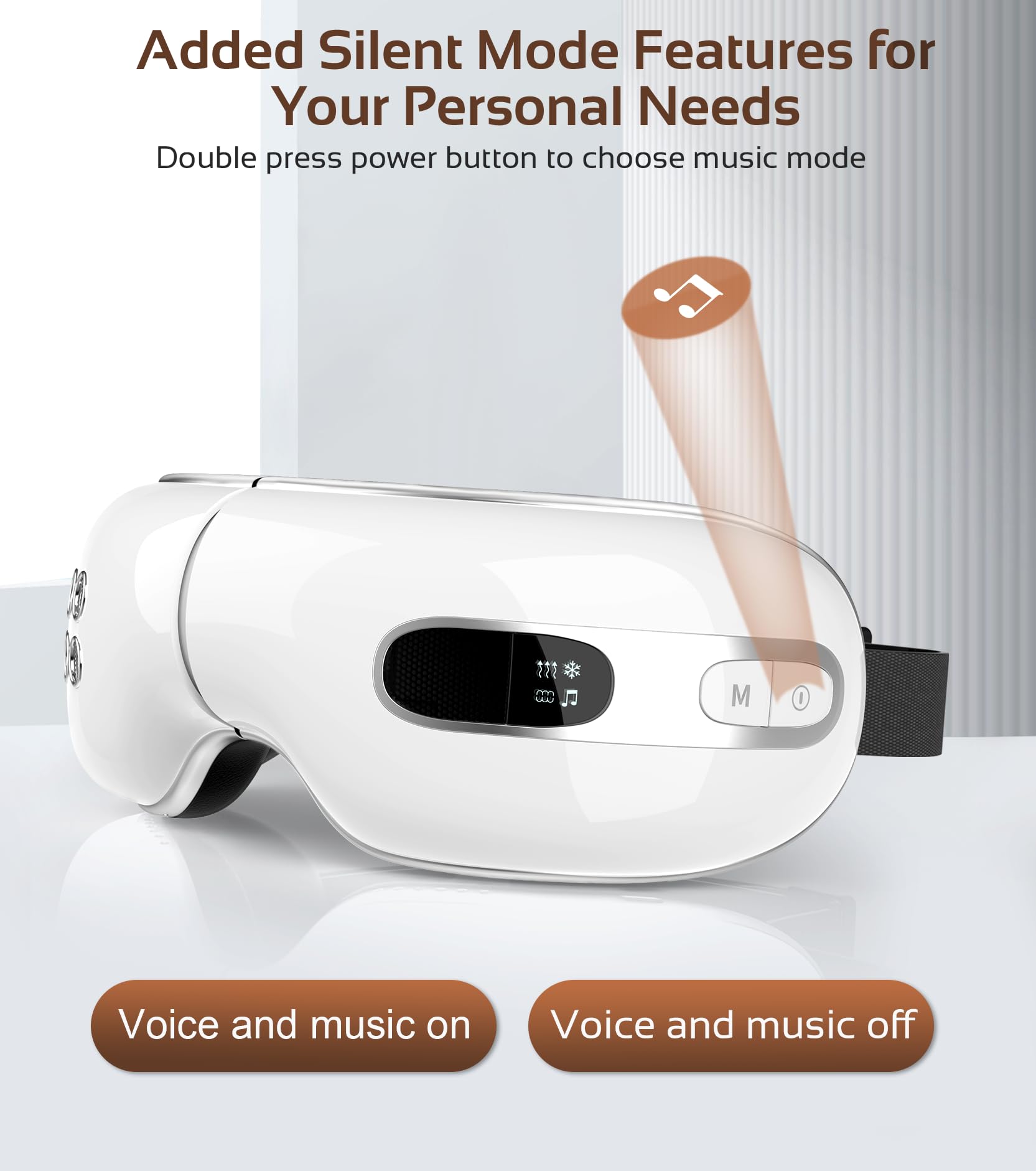 BOQUBOO Eye Massager with Heat and Cooling for Migraine Dry Eyes Relief, Rechargeable Bluetooth Music Migraines Relief Eye Massager Improve Sleeping Gifts for Women Men