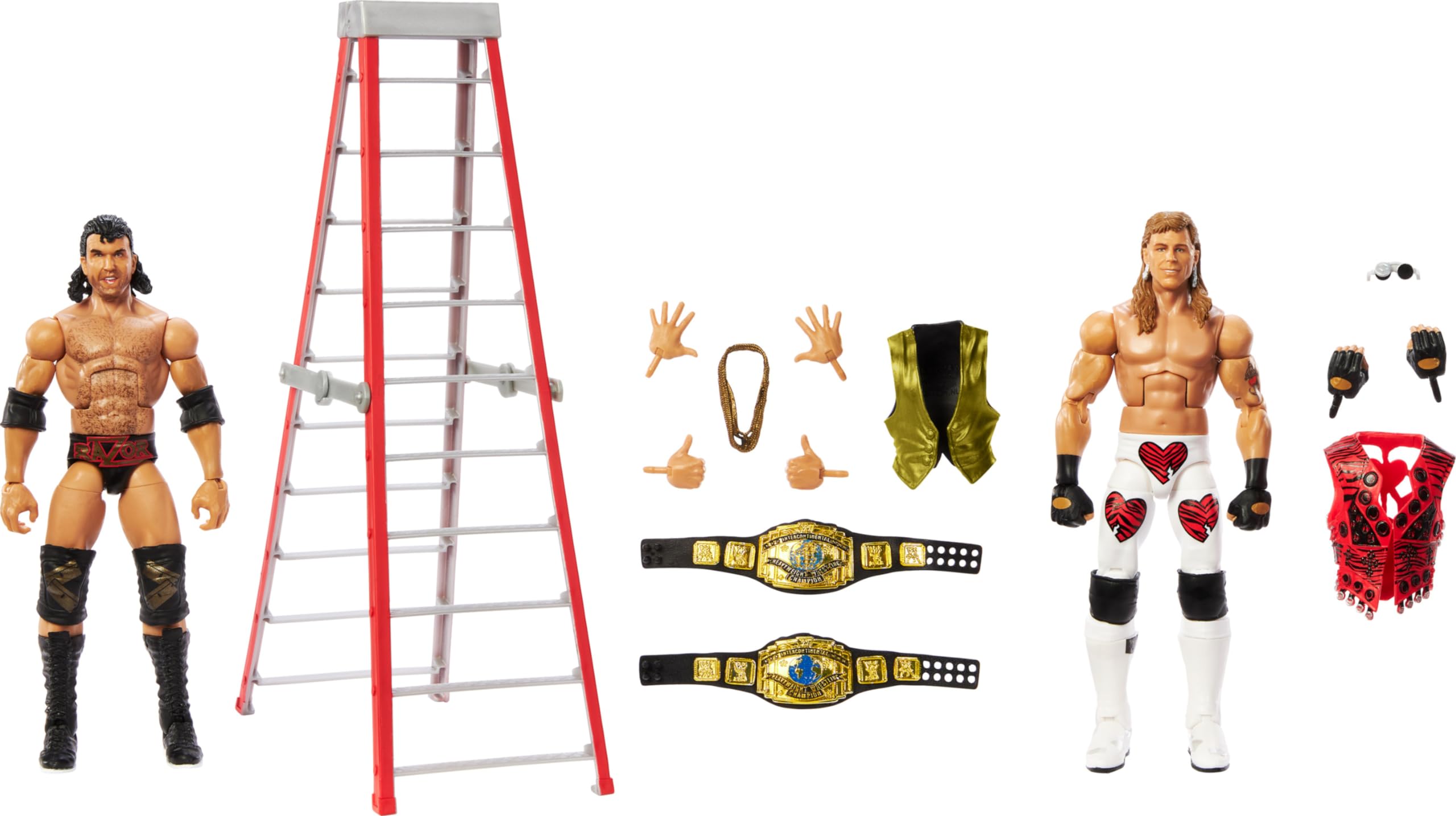 Mattel WWE Elite Collection WrestleMania X Ladder Match Action Figures & Accessories, Collectible Set with Shawn Michaels & Razor Ramon (Amazon Exclusive)