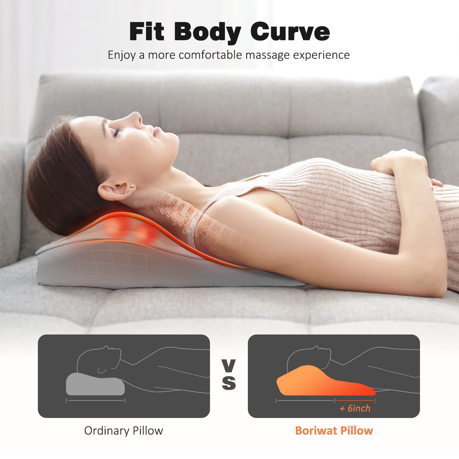 Neck and Shoulder Massager with Heat, Shiatsu Massage Pillow with 3D Deep Tissue Kneading for Back Legs Foot Body Pain Relief,at Home Office Car, Gift for Mom&Dad