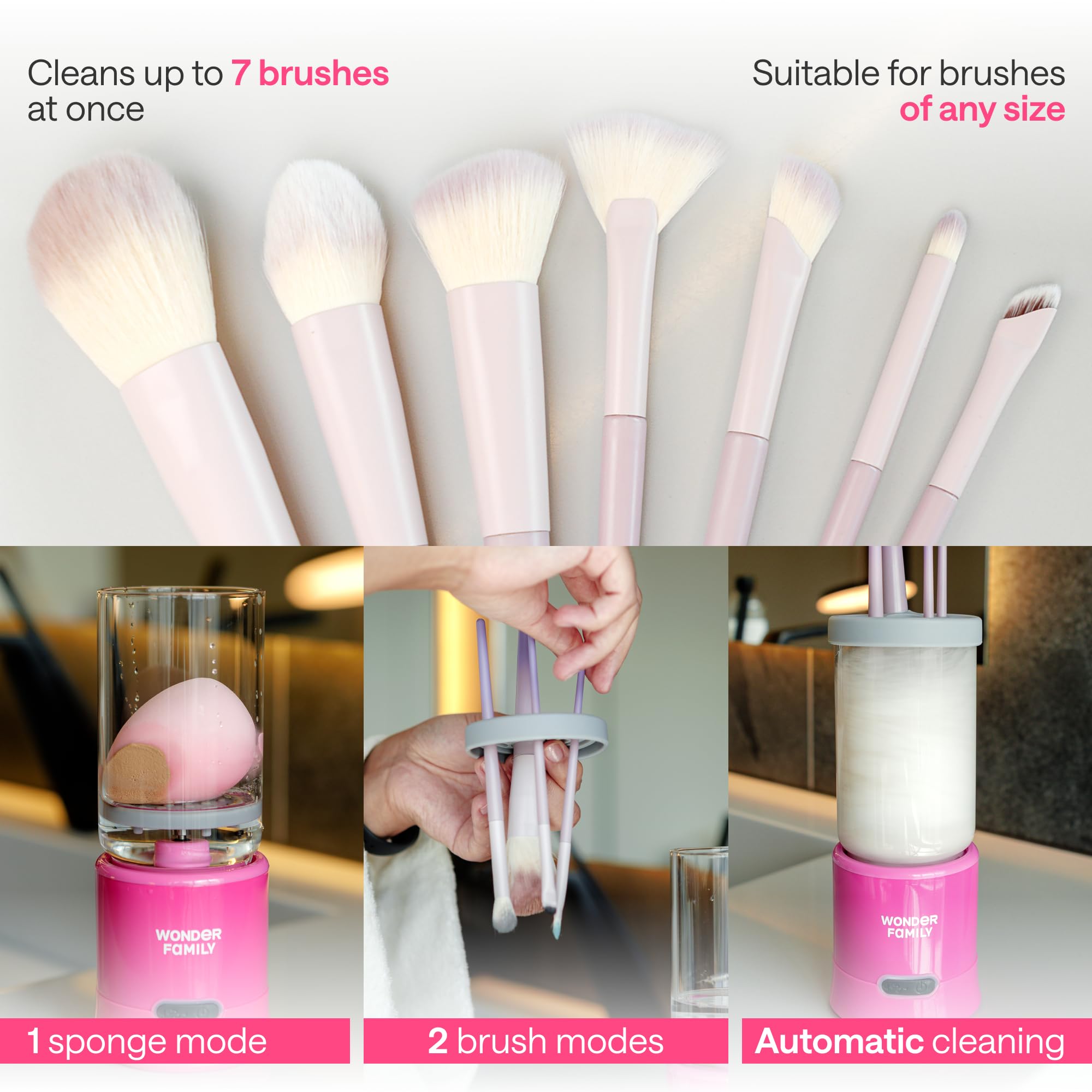 2-in-1 Electric Makeup Brush Cleaner Machine - Clean and Dry Makeup Brushes & Tools & Sponges Automatically - Makeup Brush Dryer & Makeup Brush Washer Combined - Make Up Brush Cleaner Cleanser Machine