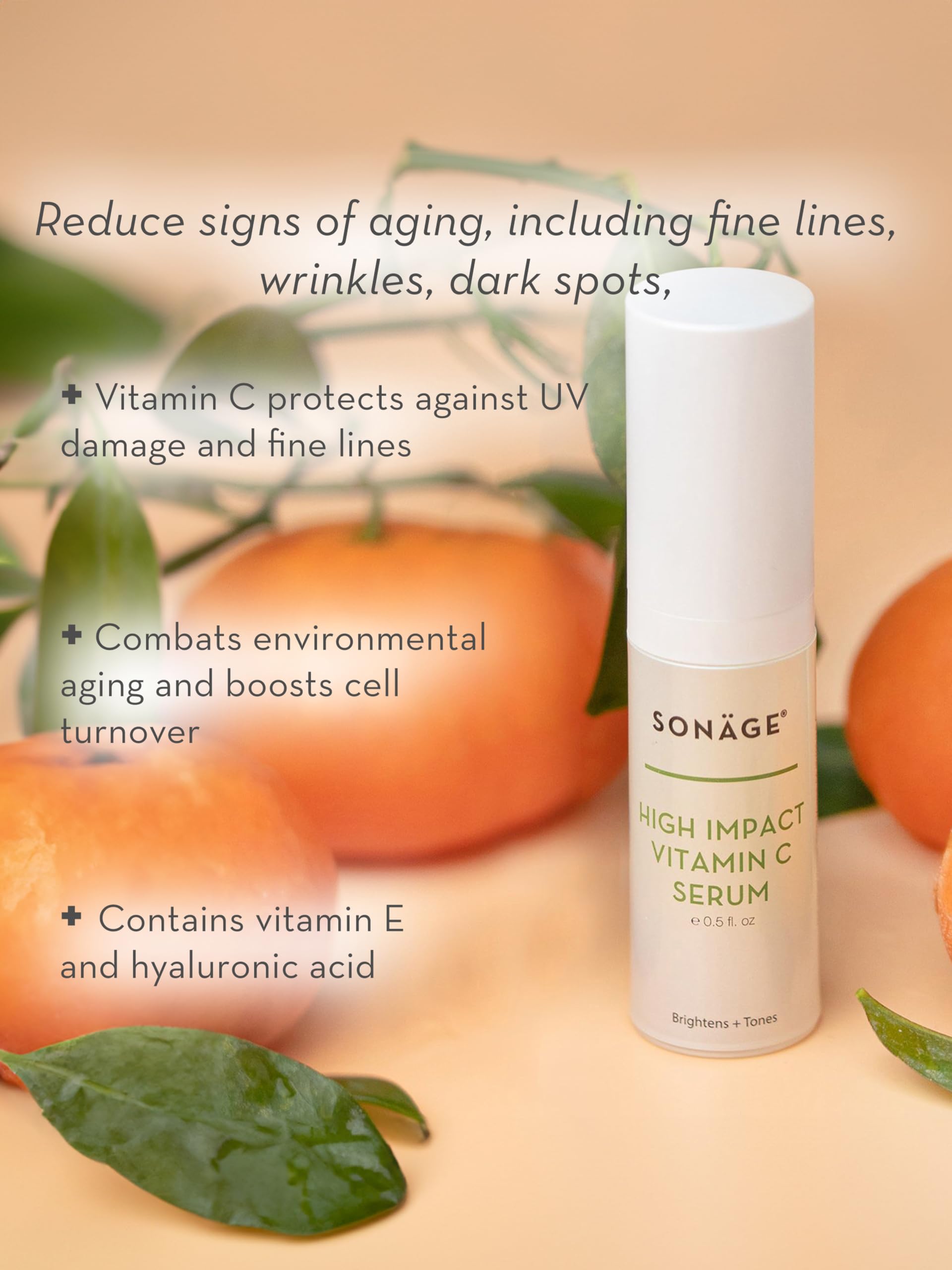 Sonage High Impact Vitamin C Serum: With Hyaluronic Acid | Brightens, Hydrates, Fades Dark Spots and Corrects Skin Tone (30 ml)