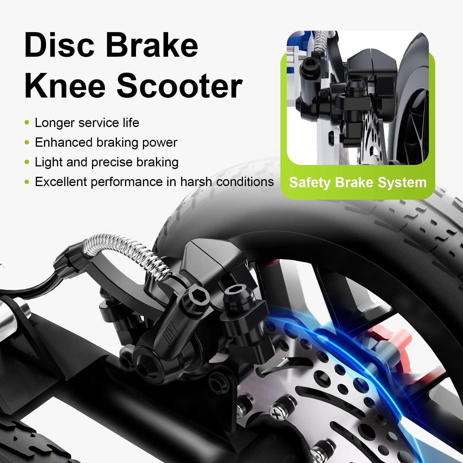 BlessReach Deluxe Medical Scooter Double Handbrake, All Terrain Steerable Knee Scooter Crutch Alternative, for Adults Injured Ankle & Foot Recovery in Blacks