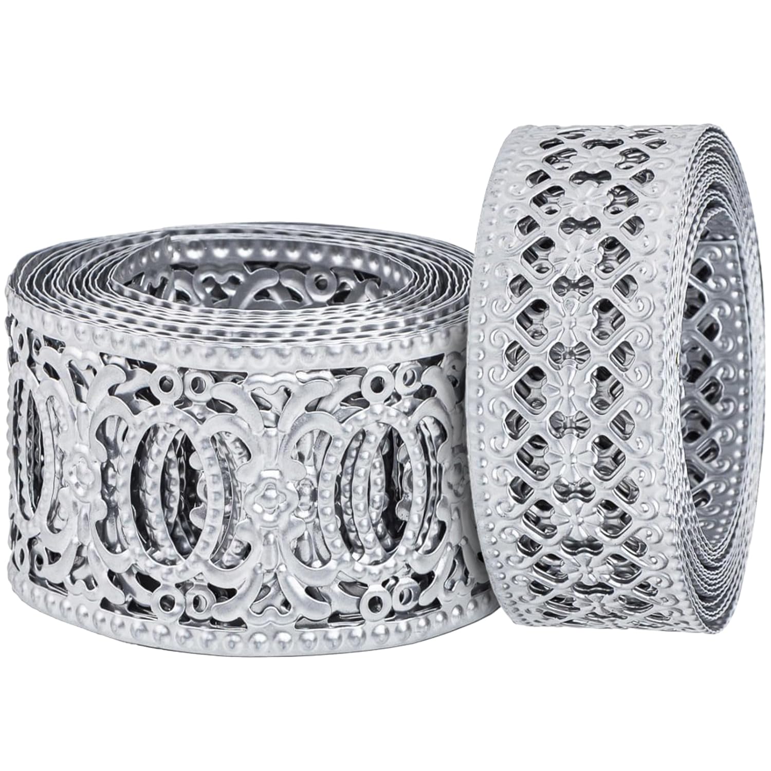 CraftyCrocodile Metal Ribbons for Decor Crafting - 2" x 3 Yards and 1 1/4" x 3 Yards Long, Bundle