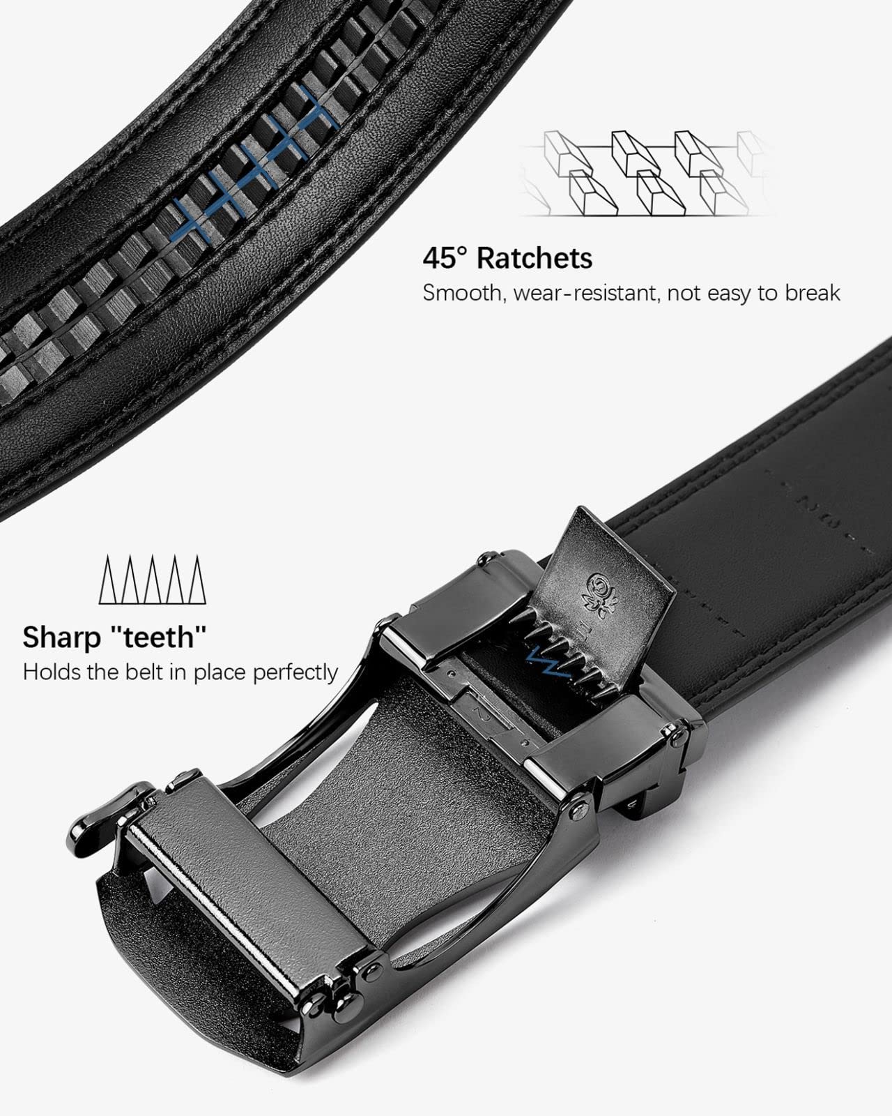BOSTANTEN Mens Belt Leather Ratchet Belt For Men Dress and Casual with Adjustable Buckle, Trim to Fit