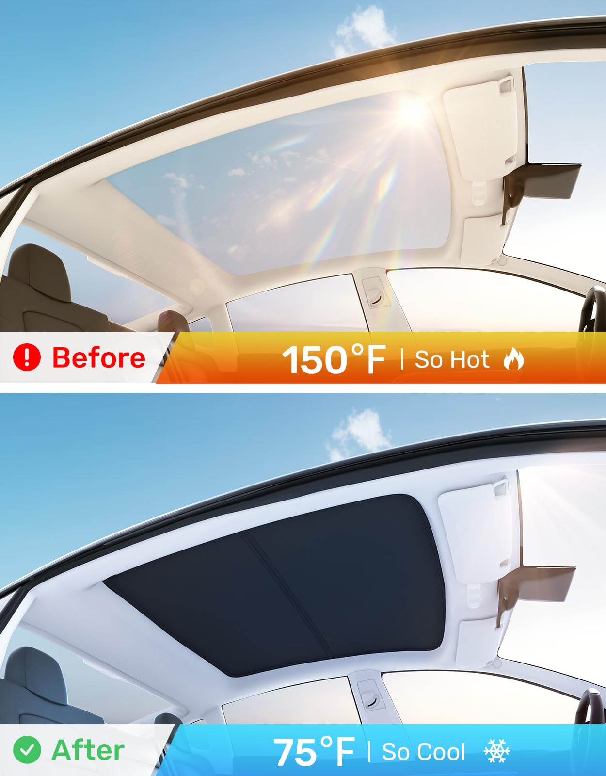 Zanch 2024 Upgrade Tesla Model Y Sunshade Roof [No-Sag, Sun Protection] [Magnetic No Gaps] Tesla Model Y Accessories 2024 Heat Insulation Foldable Roof Sun Shade for Model Y 2020-2024 - Gen 3 Black