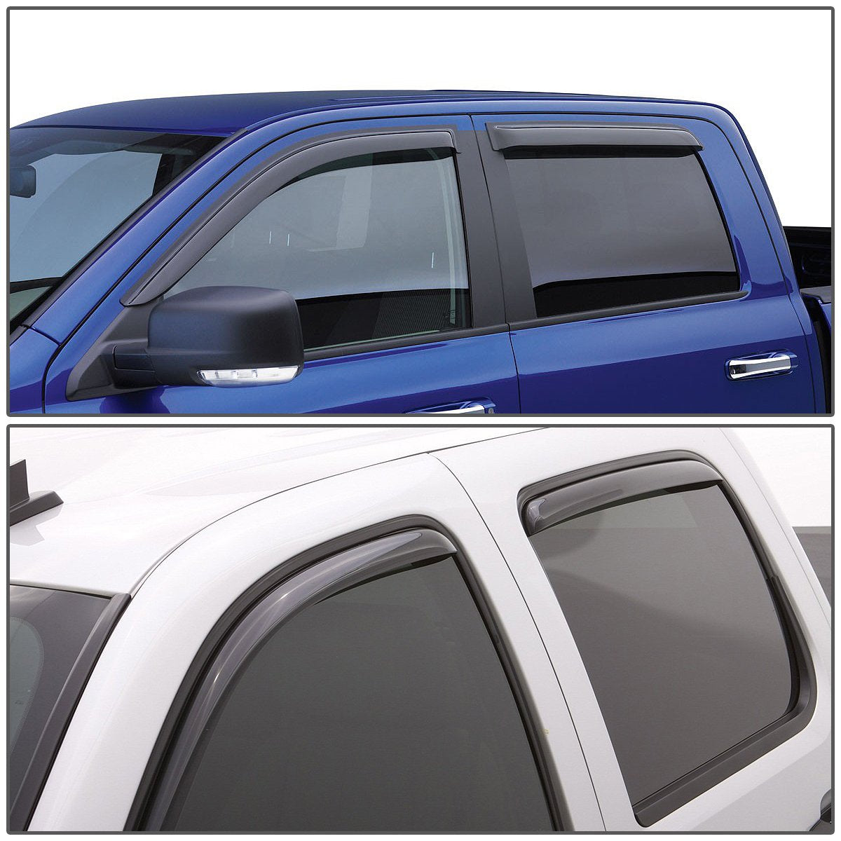 DNA MOTORING WVS-T2-0085 Vent Window Visor Deflector Rain/Sun Guard (4pcs, Dark Smoke), 1 Pack