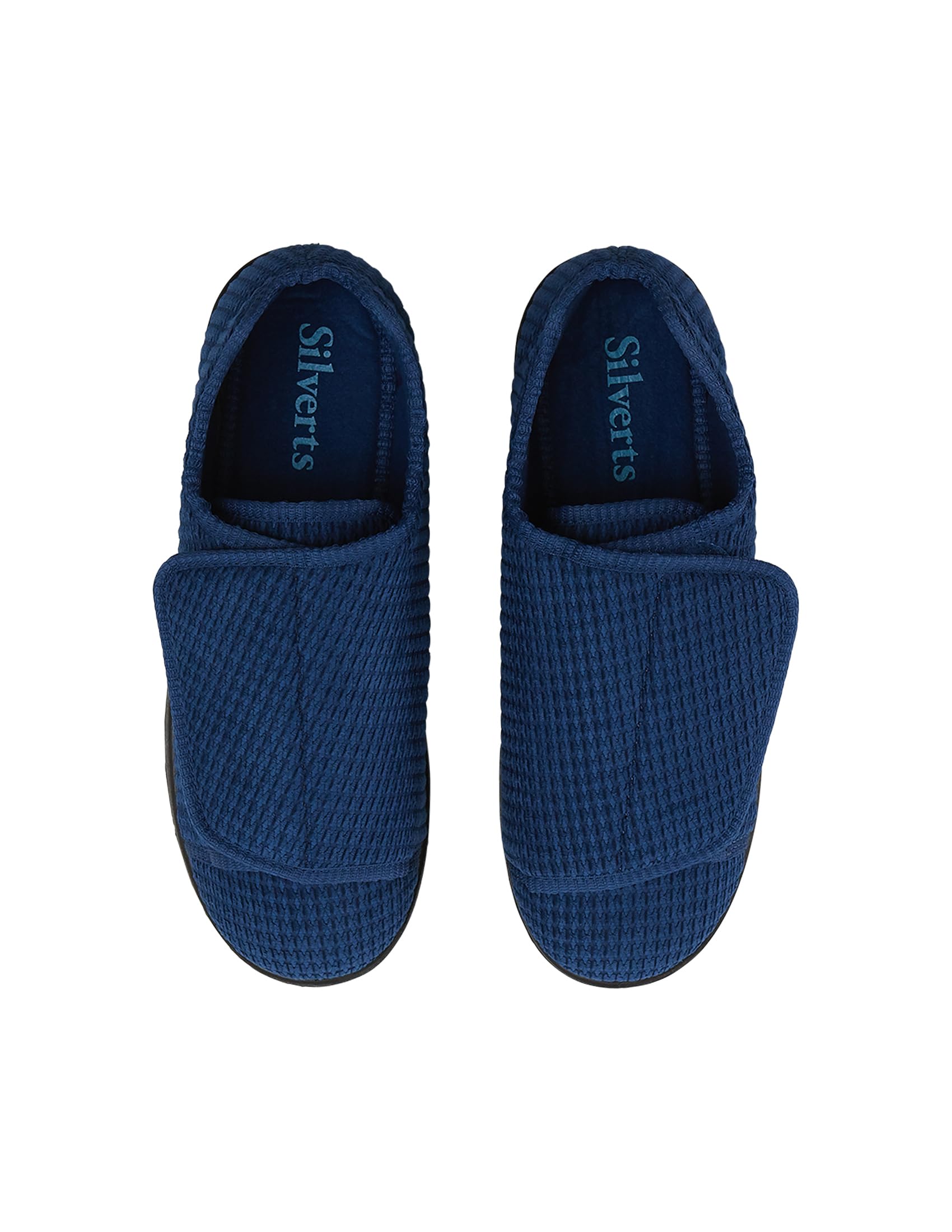 Silverts Diabetic Slippers for Men, Mens Slippers Wide Width, Shoes for Swelling | Non-Slip Footwear for Elderly - Navy/Black 11