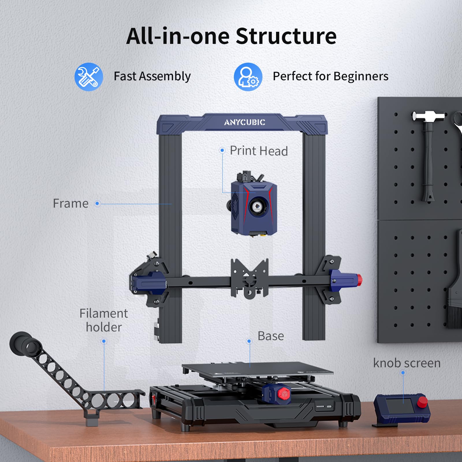 Anycubic Kobra 2 Neo 3D Printer, Upgraded 250mm/s Faster Printing Speed with New Integrated Extruder Details Even Better, LeviQ 2.0 Auto-Leveling Smart Z-Offset Ideal for Beginners 8.7"x8.7"x9.84"