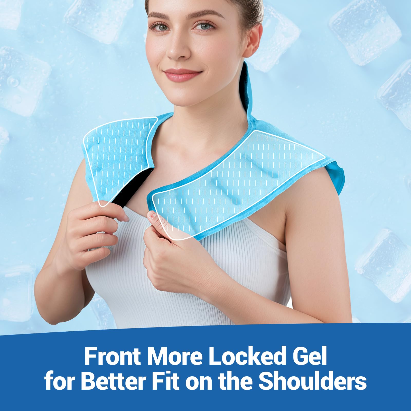 Comfytemp Ice Pack for Neck and Shoulders Pain Relief with Straps, FSA HSA Eligible, Reusable Gel Neck Ice Pack Wrap with Cold Compression Physical Therapy Recovery for Upper Back, Cervical, Injuries