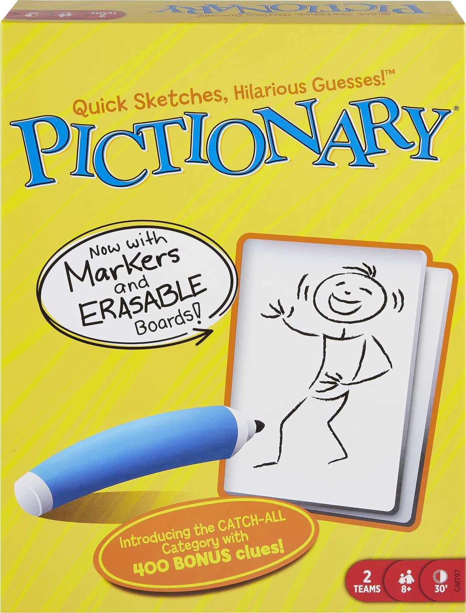 Mattel Games Pictionary Board Game, Drawing Game for Kids, Adults, Families & Game Night, Unique Catch-All Category for 2 Teams (Amazon Exclusive)