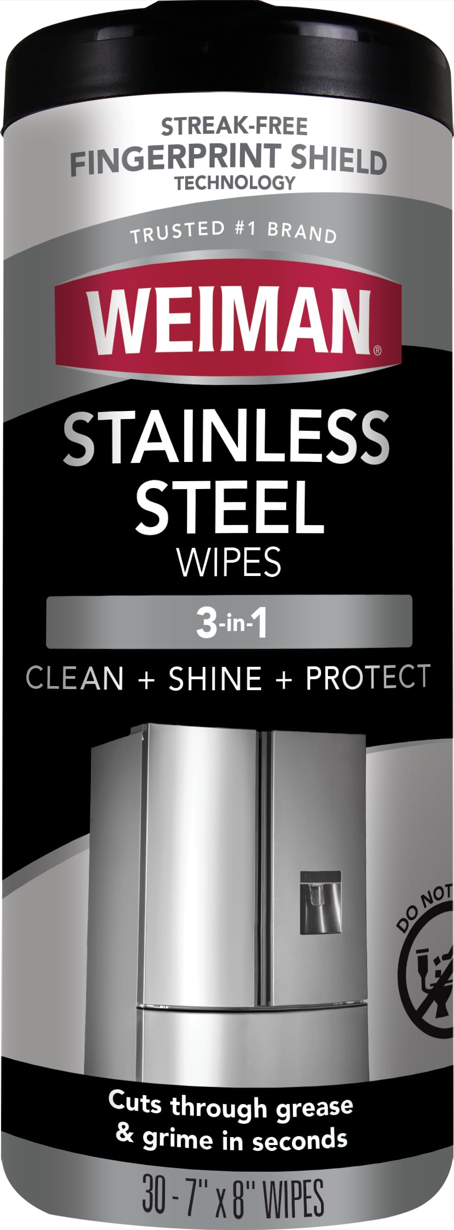 Weiman Stainless Steel Cleaner, 30 Count Wipes, Anti-Fingerprint, Removes Grease, Water Spots, Streaks & Residue, Polishing Cleaner Safe for Appliances, Chrome, Sinks & Grill Exteriors