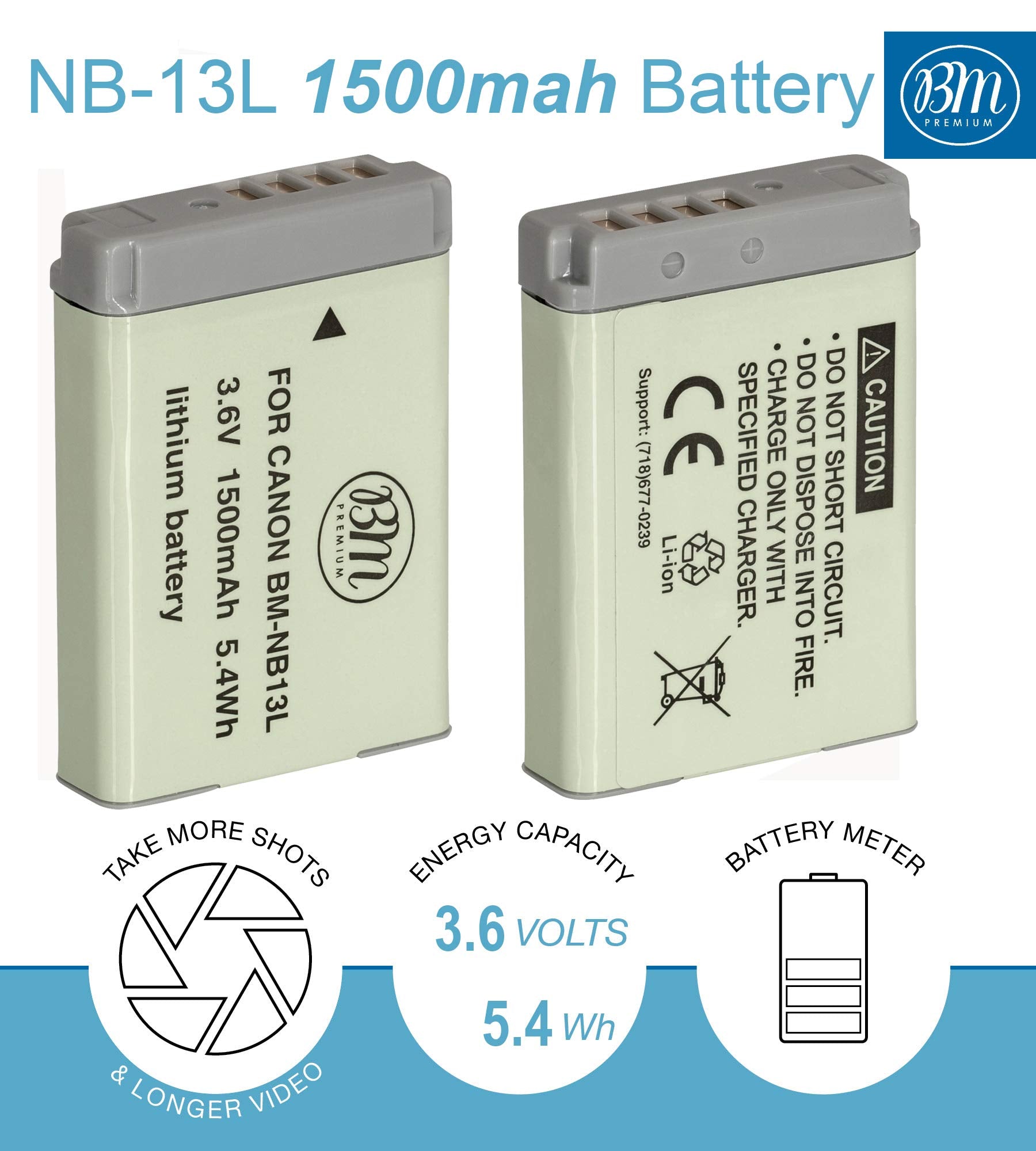 BM Premium NB-13L Battery for Canon PowerShot SX740 HS, G1 X Mark III, G5 X, G5 X Mark II, G7 X, G7 X Mark II, G7 X Mark III, G9 X, G9 X Mark II, SX620 HS, SX720 HS Digital Cameras