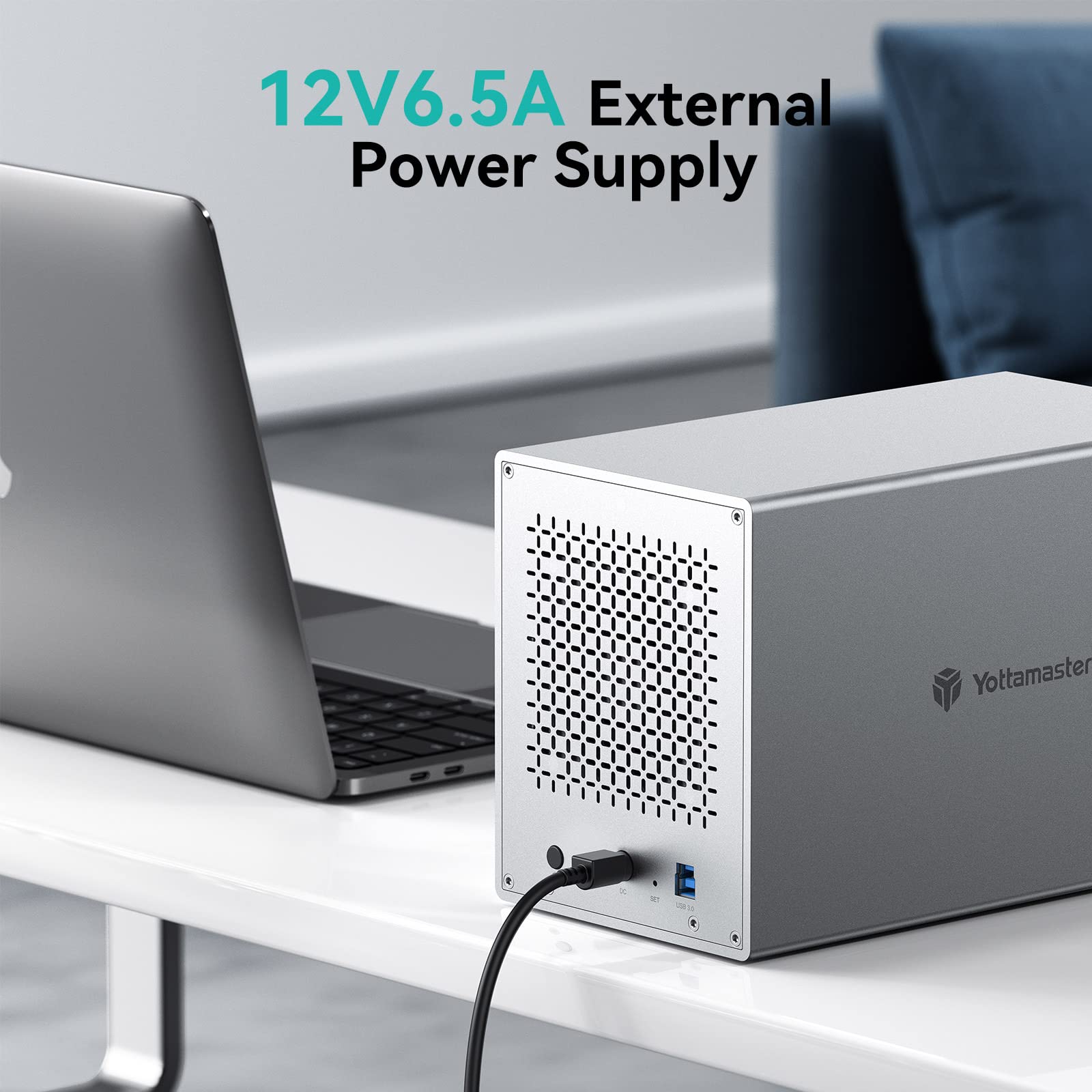 Yottamaster 5 Bay External Hard Drive Enclosure, Aluminum USB3.0 3.5" HDD Enclosure for 3.5 & 2.5 Inch SATA HDD/SSD, Support 90TB(5x18TB) Direct Attached Storage DAS, Non-RAID [PS500U3]
