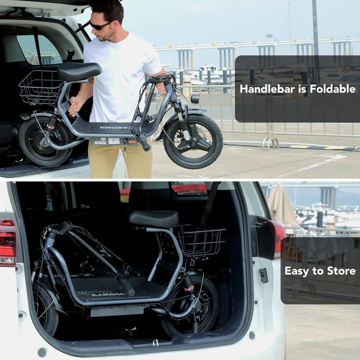 Caroma Peak 800W Electric Scooter with Seat for Adults, 14" Fat Tire Electric Scooter Adults, 374Wh Battery up to 25Miles&20MPH