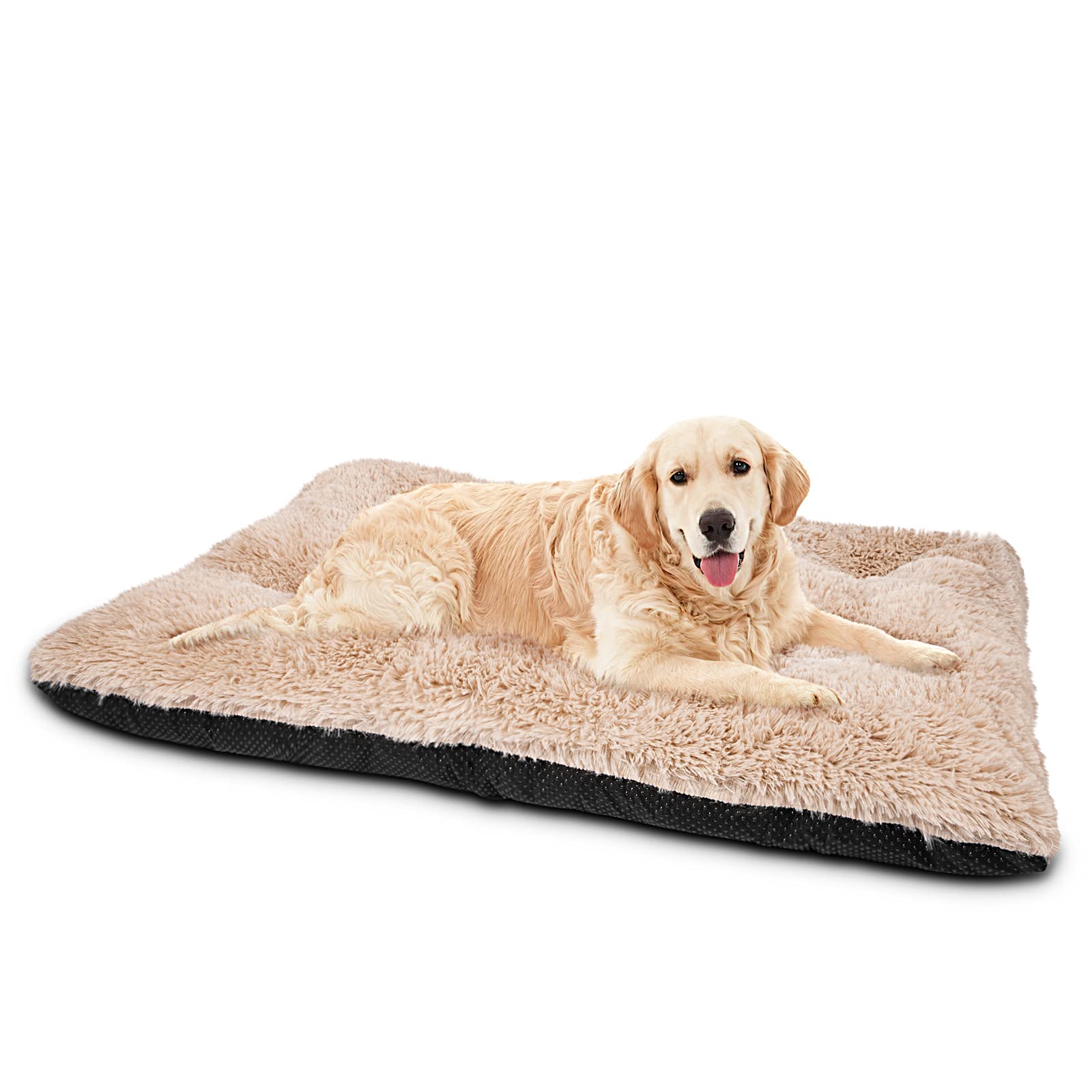 JOEJOY Large Dog Bed Crate Pad, Ultra Soft Calming Dog Crate Bed Washable Anti-Slip Kennel Crate Mat for Extra Large Medium Small Dogs, Dog Mats for Sleeping and Anti Anxiety，40" x 27", Beige