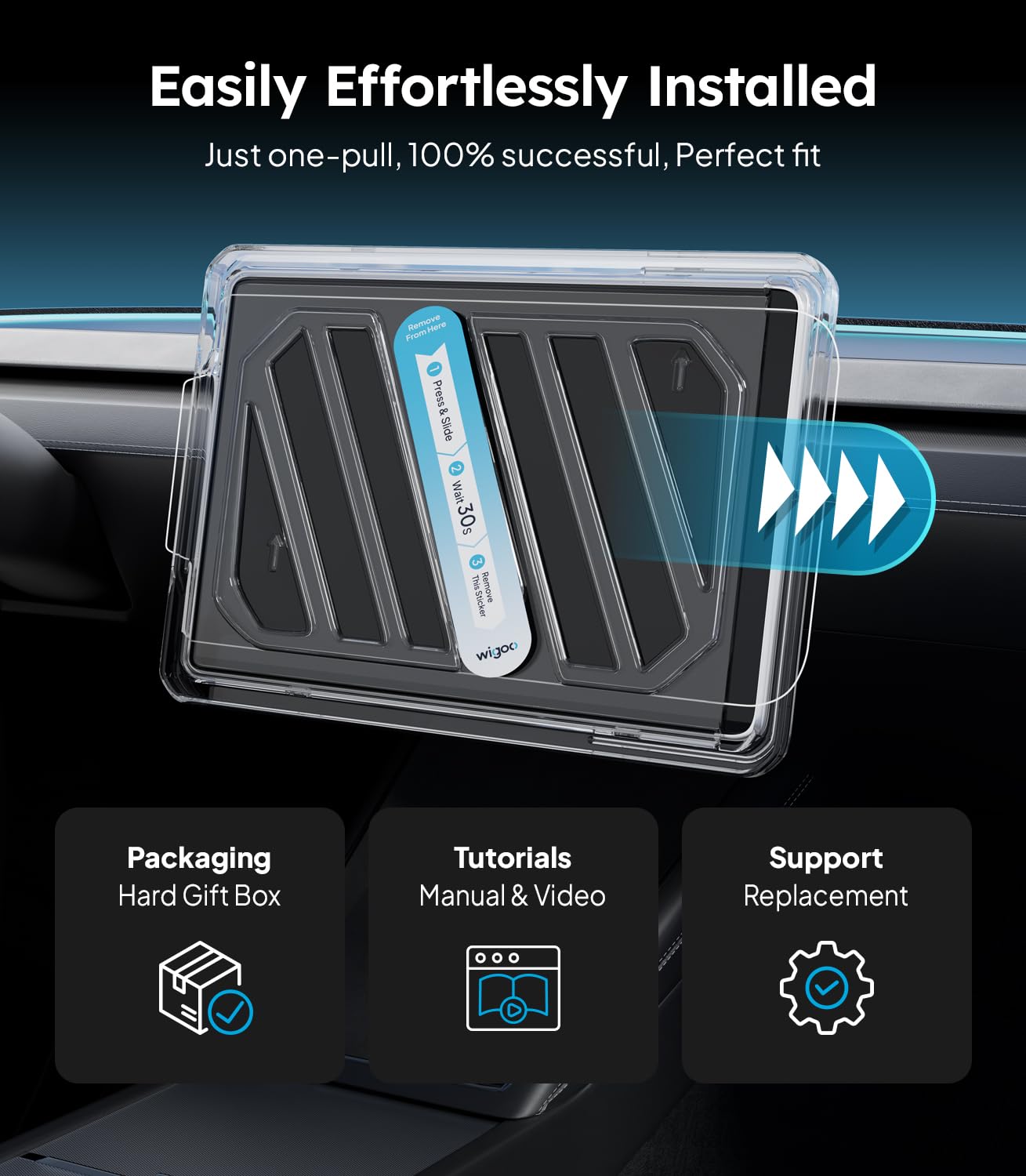 Wigoo 2026 Tesla Model Y Juniper (Premium & Performance) Screen Protector Matte [No Glare & Fingerprint] Tesla Model Y Juniper 2026 Accessories, 16" Tempered Glass Protector with Alignment Kit