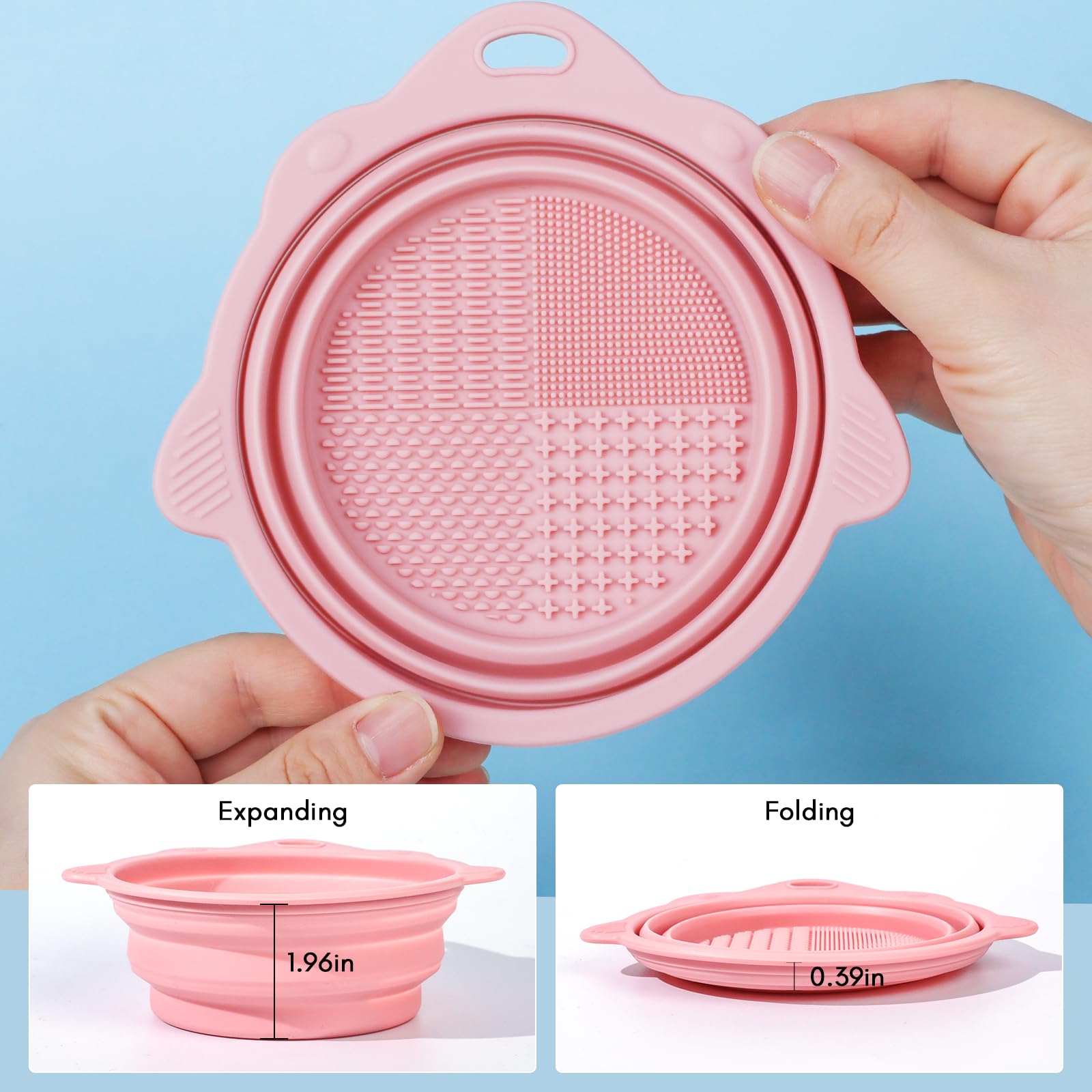 Makartt Foldable Makeup Brushes Cleaner Bowl Silicone Portable Cosmetic Cleaning Tool for all size Beauty Makeup Brush Set and Manicure Brushes Easy Washing Tool for Powder Puffs and Sponges