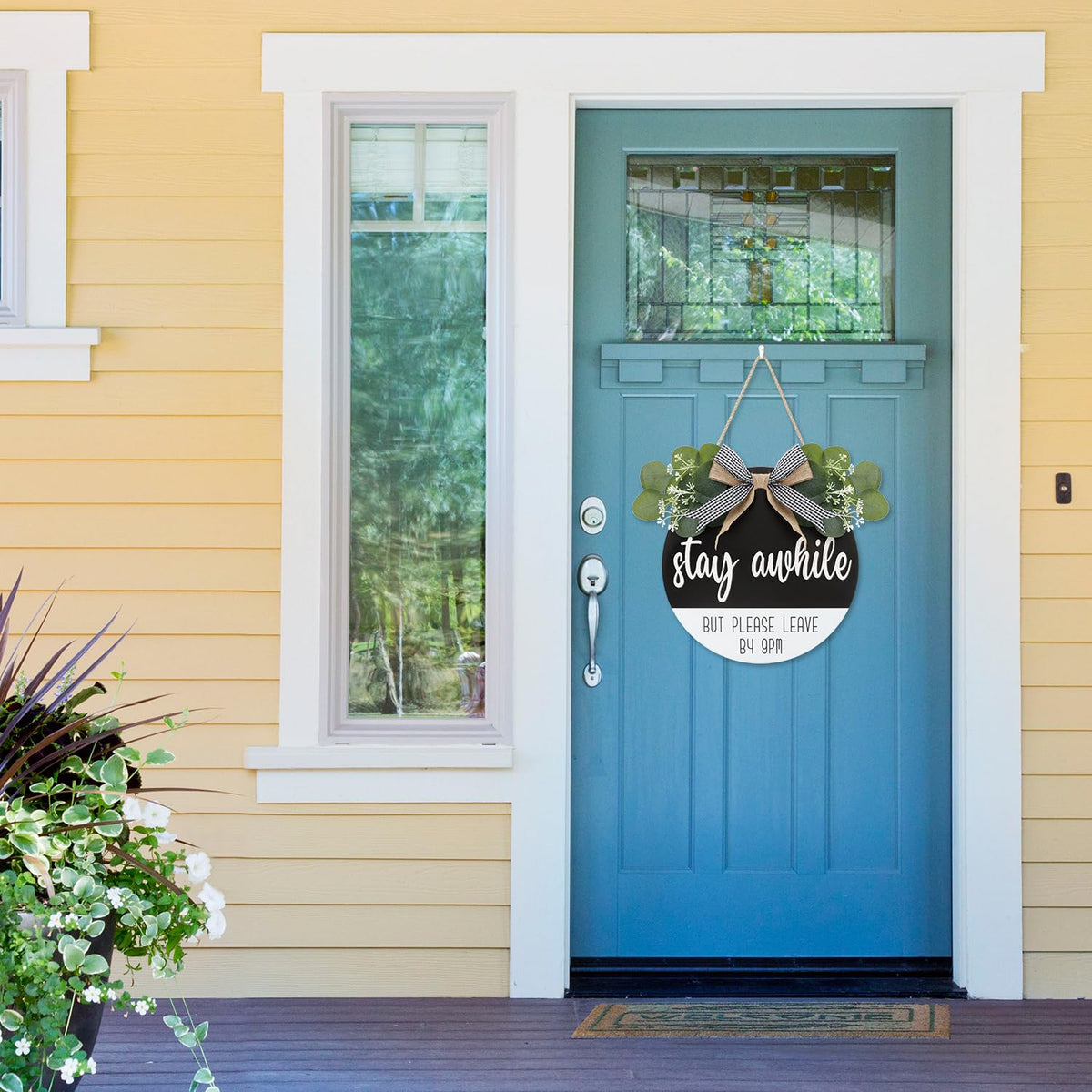 CHDITB 3D Stay Awhile But Please leave By 9PM Front Door Sign(11.42”x1