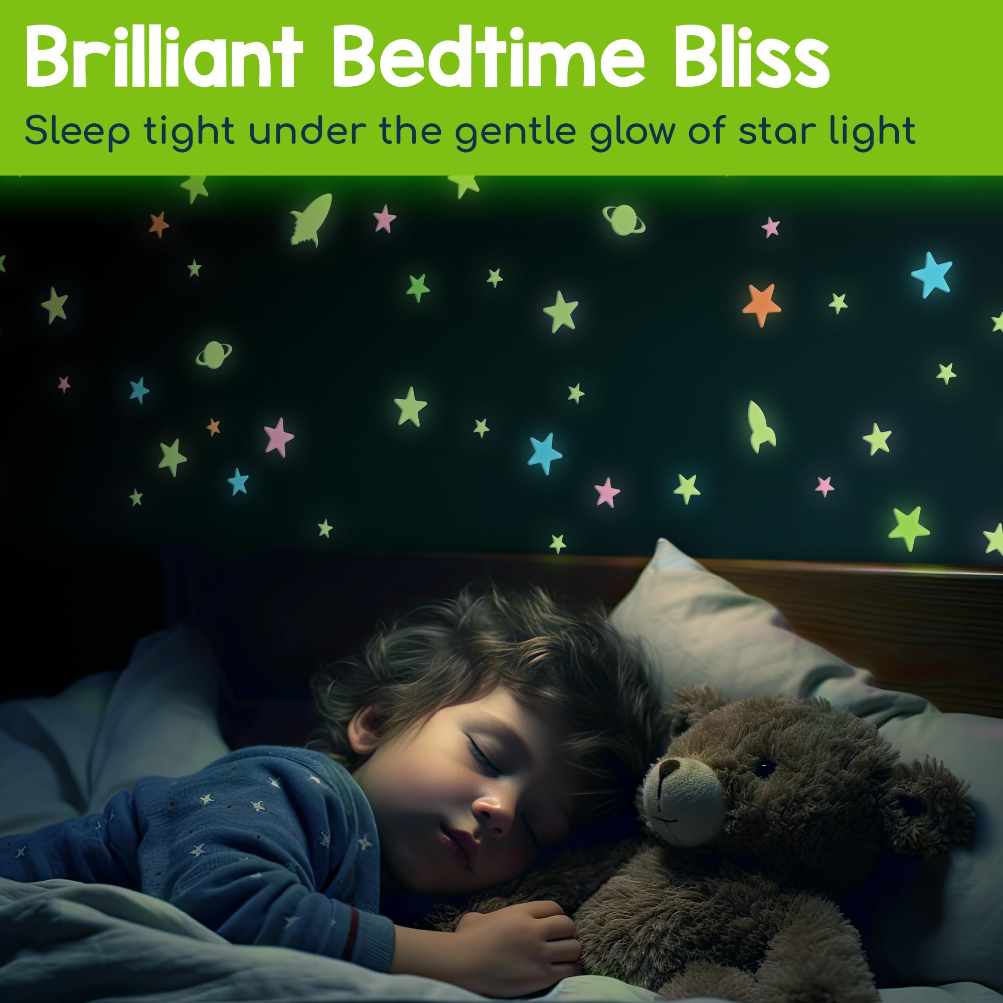 BUNMO 280 Piece Glow in The Dark Stars - Stocking Stuffers for Kids - Glow Stars for Ceiling – Long Lasting Non-Toxic Decals with Moons & Planets for Kids Bedroom, Nursery & Room Decor