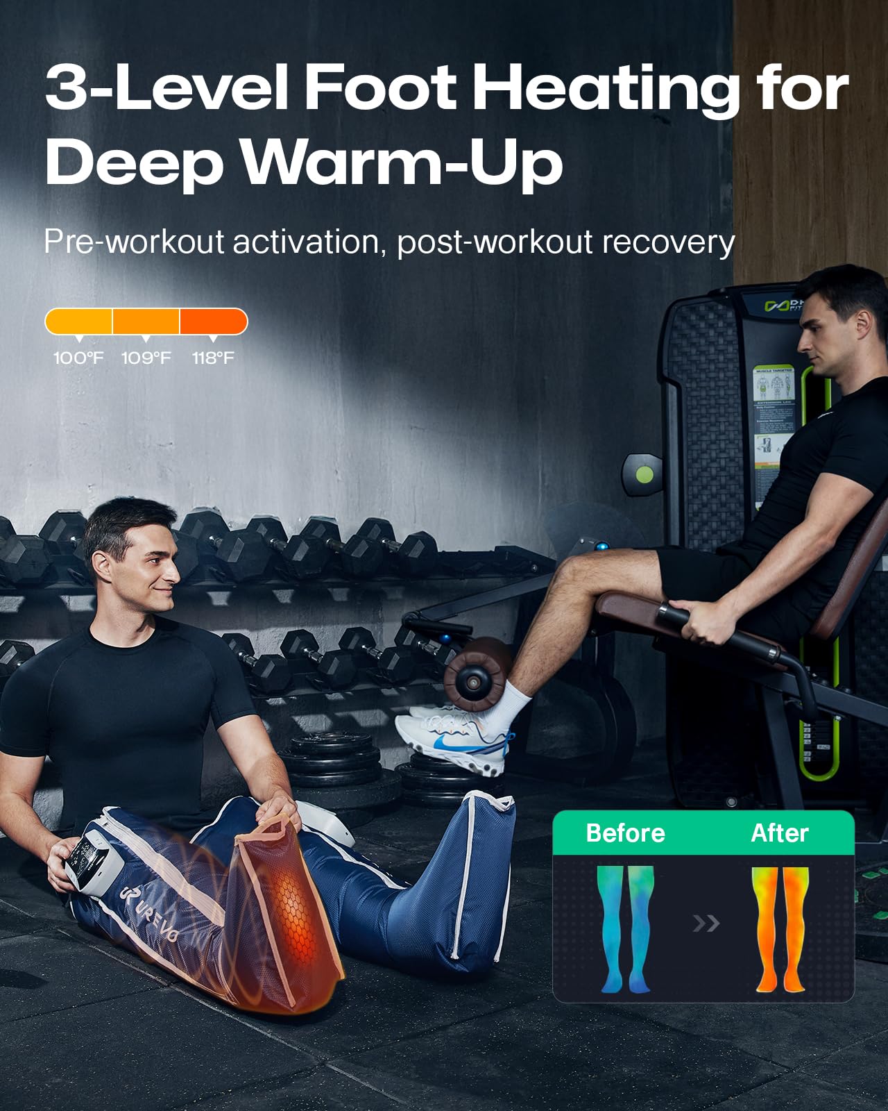UREVO Smart Leg Recovery PT Pro, AI-Powered Tech Rechargeable Air Compression Massager Boots for Circulation, Smart Pain Senser and Foot Muscle Recovery to Athletes After Summer Sports, Blue