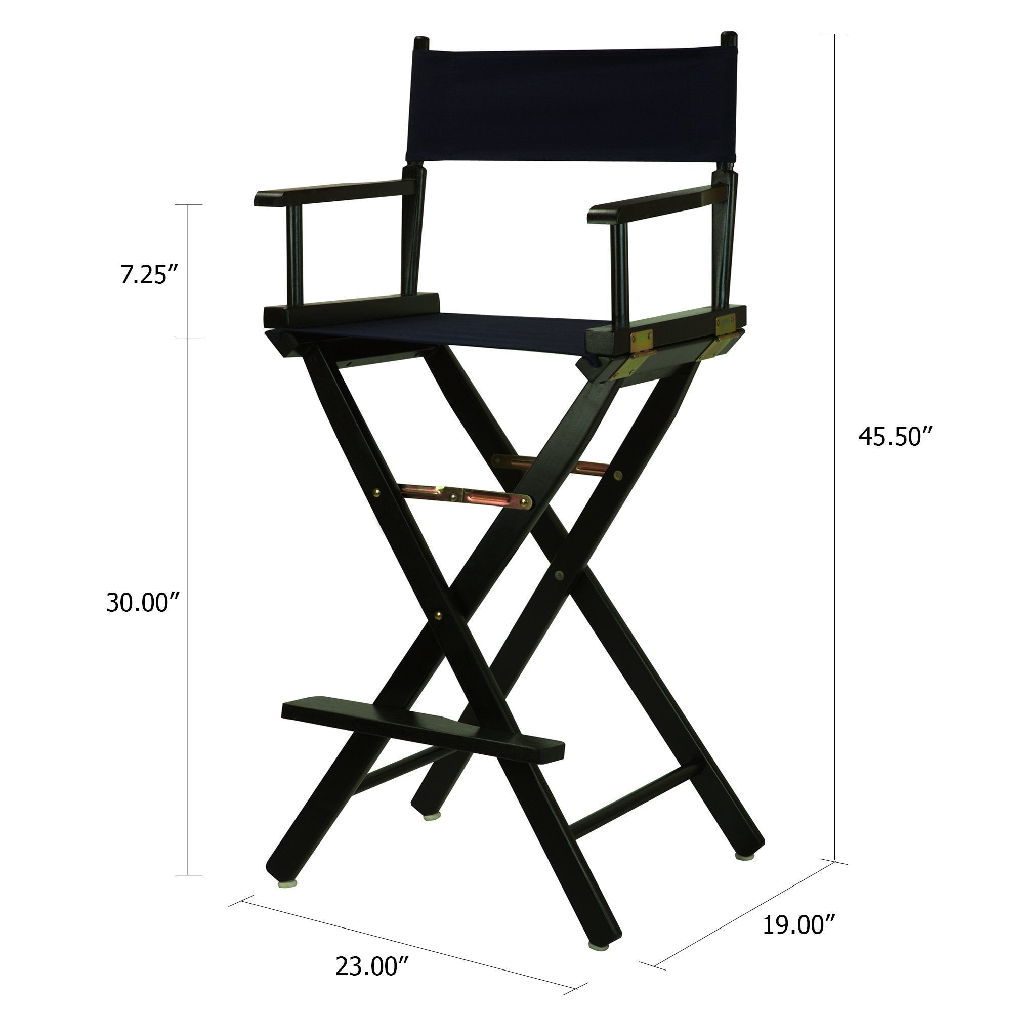 Casual Home 30" Director's Chair Black Frame-with Navy Canvas, Bar Height