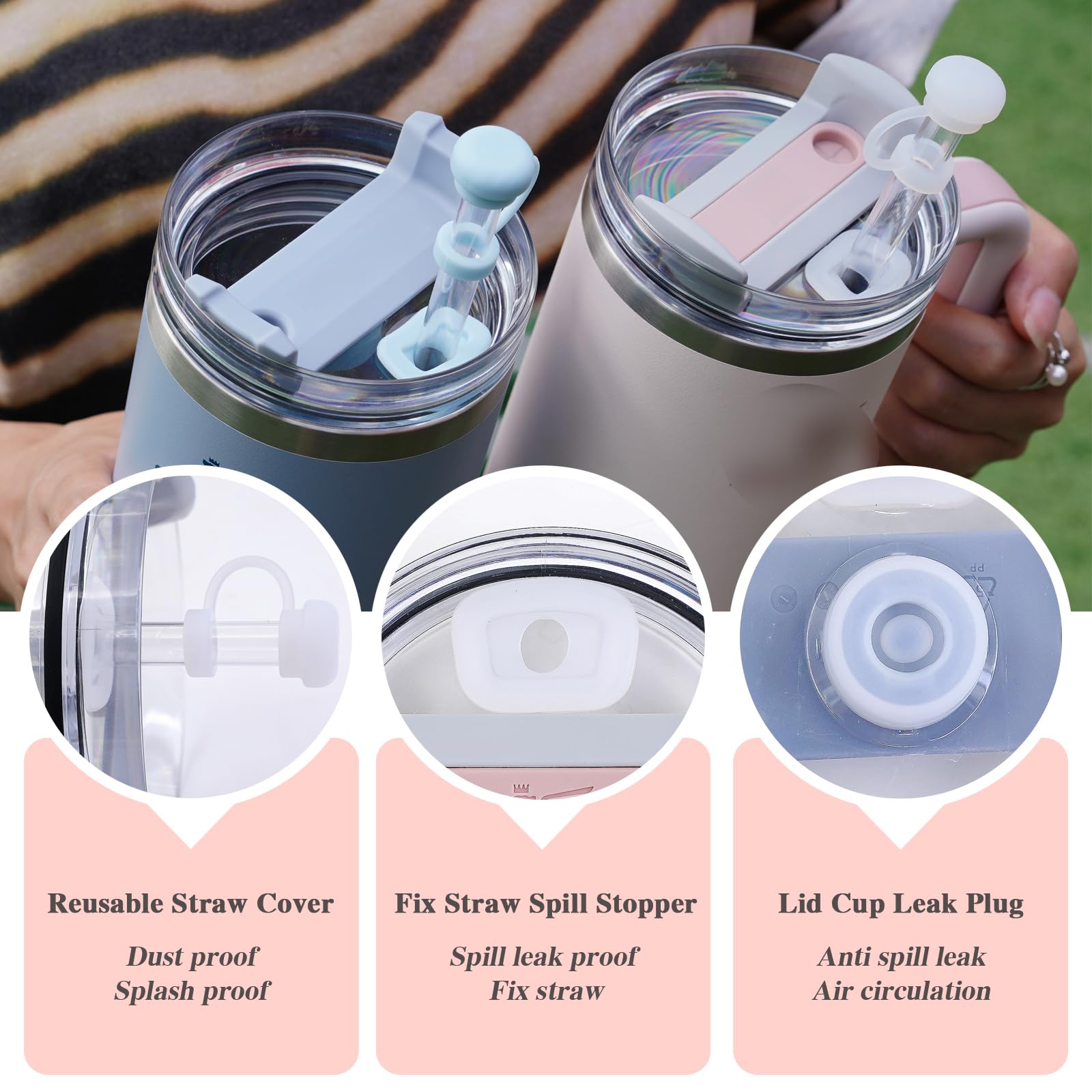 4-Pack Straw Toppers and 6-Pack Leak-Proof Stoppers