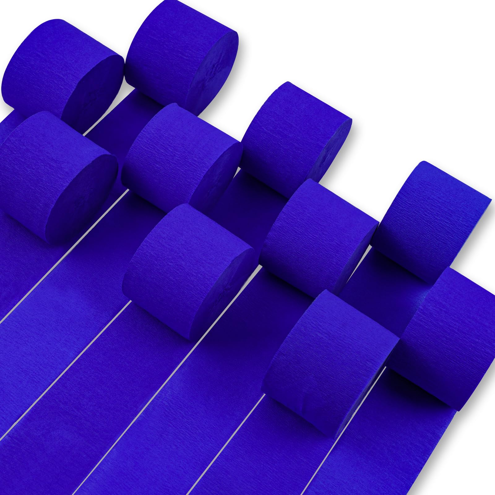PartyWoo Blue Crepe Paper Streamers 10 Rolls 820 ft Pack of Royal Dark Blue Crepe Paper for Baby Shower Gender Reveal Graduation Birthday Party Decorations (1.8 Inch x 82 Ft/Roll), Blue-39