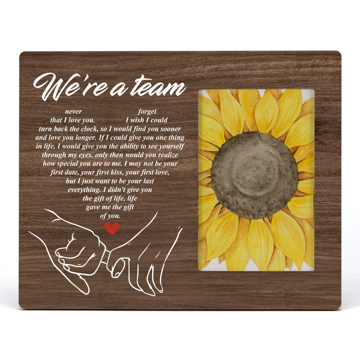 HOIJAUMAI Romantic Gift We're a Team Wood Picture Frame for Husband Wife Couples Wedding Marriage Wooden Photo Frame Tabletop & Wall Mounting, Display Photo 4x6 inch