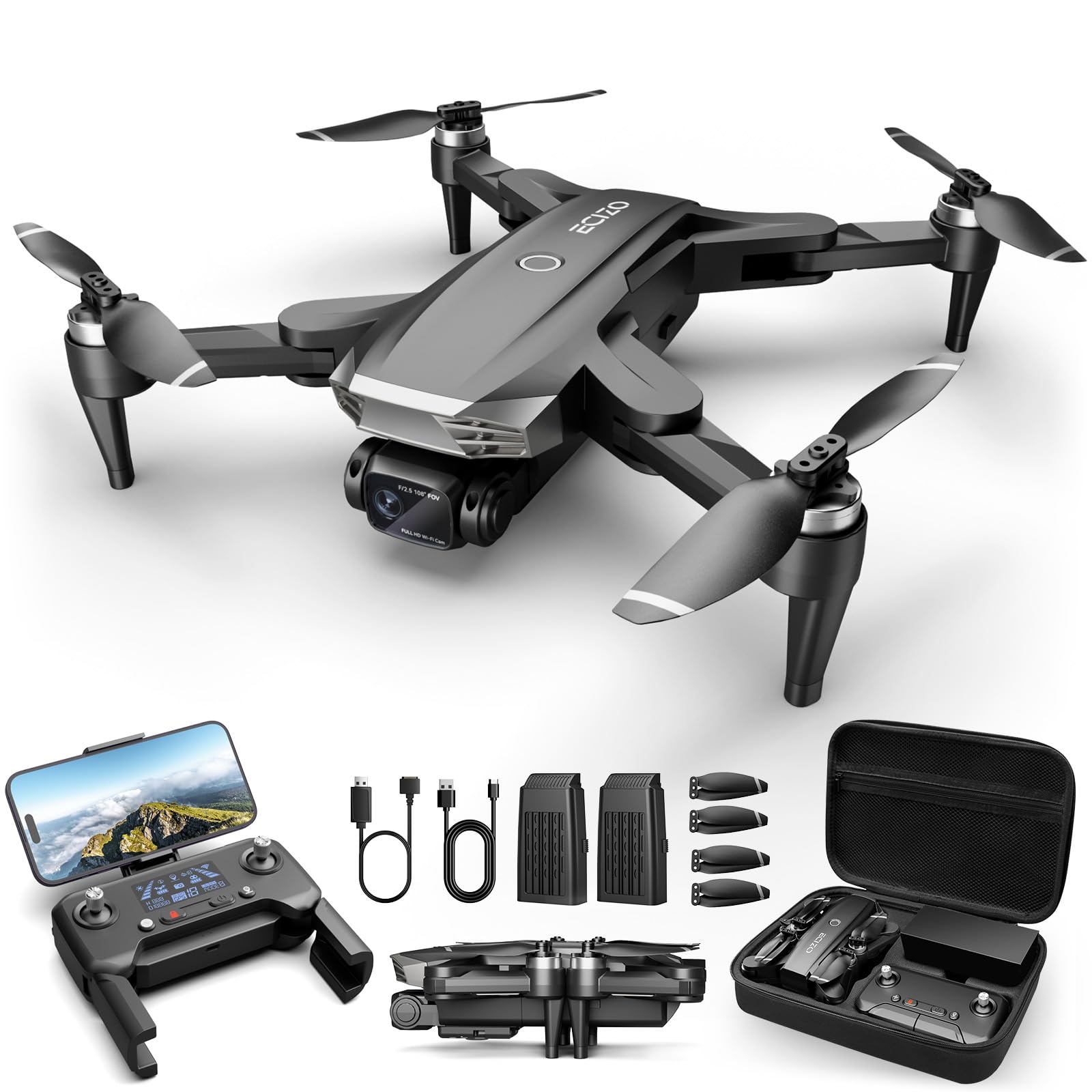 RC Viot GPS Drone with Camera for Adults 4K with Brushless Motors, Auto Return Home, Long Flight Time and Distance,5G WIFI Transmission, Smart FPV Drone RC Quadcopter for Beginners Kids (Under 250G)