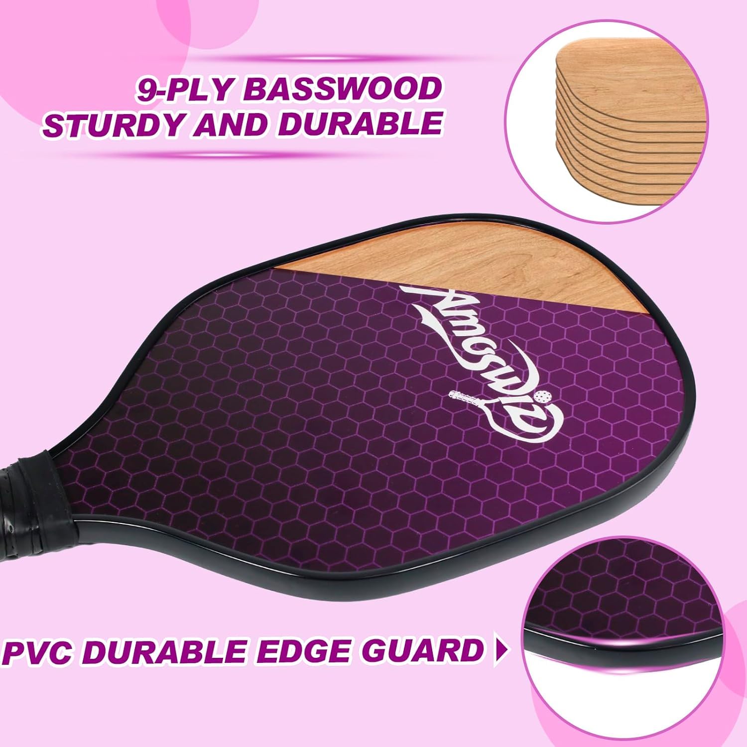 Amoswiz Pickleball Paddles Set of 4, Pickleball Paddles with Bag & 4 Pickleballs Set, Premium Pickle Ball Racket Starter Set, Gifting for Men Women