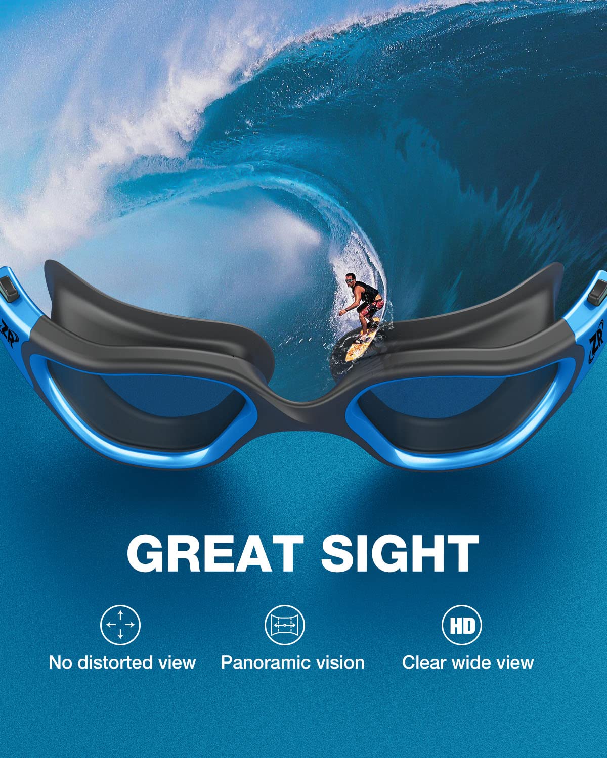 ZIONOR Swim Goggles, G1 MAX Super Anti-fog Polarized Swimming Goggles for Men Women Adult, UV Protection Leakproof Easy Adjustable Strap for Indoor Outdoor Swimming (Polarized + Bright Smoke)