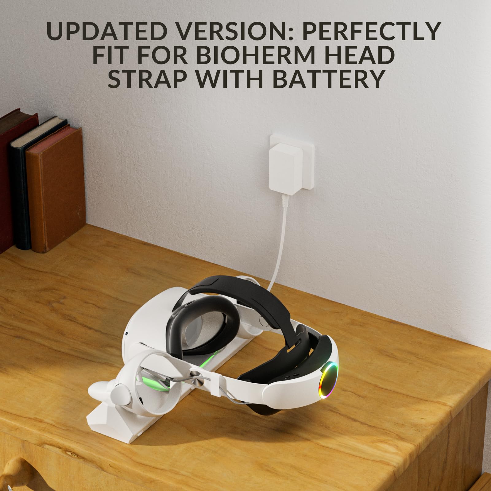 Bioherm Charging Dock for Oculus Quest 2, Magnetic Charging Station for Meta Quest 2 VR Headset & Controllers, with 2 Rechargeable 2100mAh Batteries, USB-C Charger and Cable, Supports LED Indicator